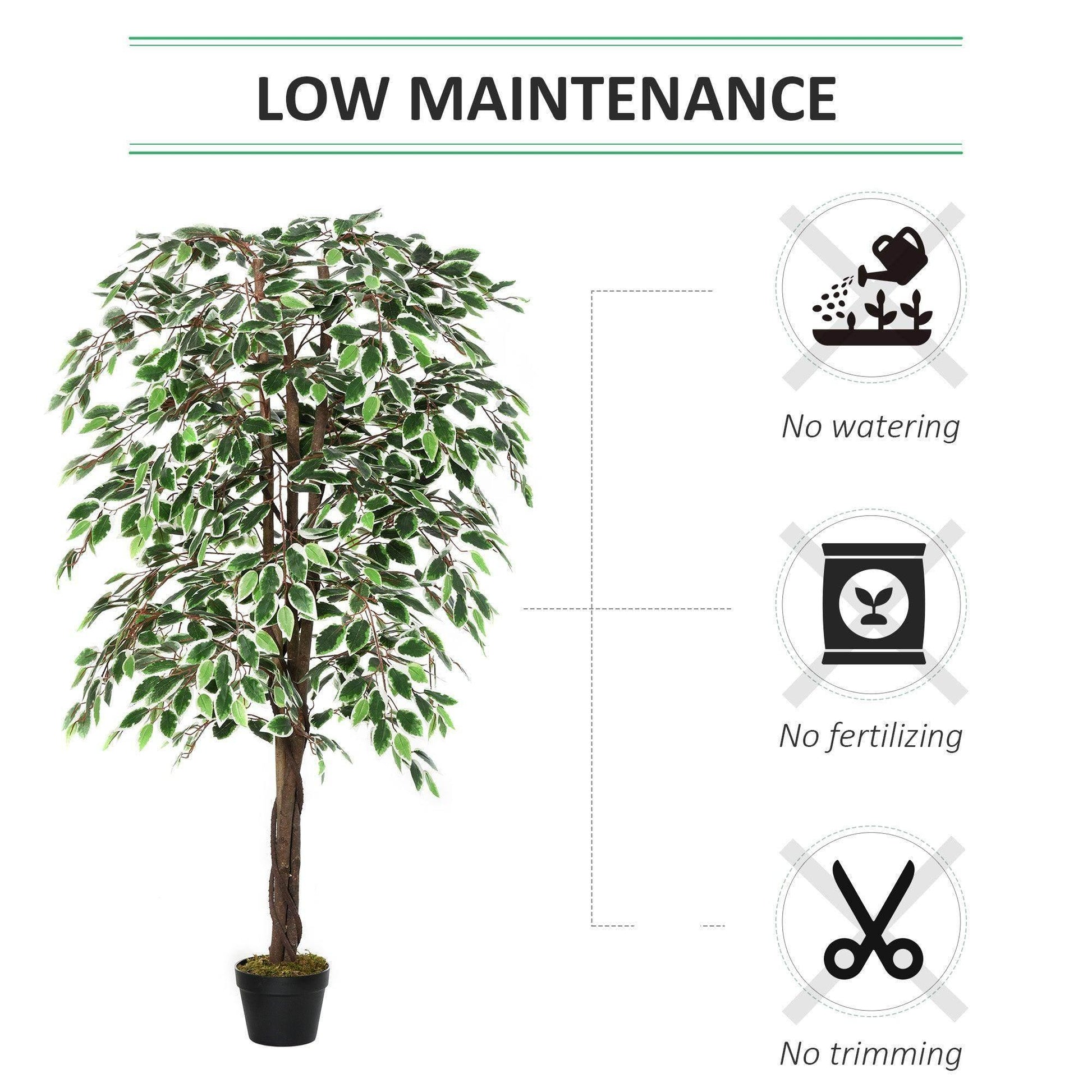 Outsunny Artificial Ficus Silk Tree - 5.2FT Height - ALL4U RETAILER LTD