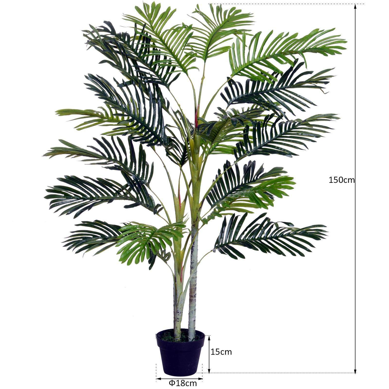 Outsunny Artificial Palm Tree - 5ft Faux Green Indoor Plant - ALL4U RETAILER LTD