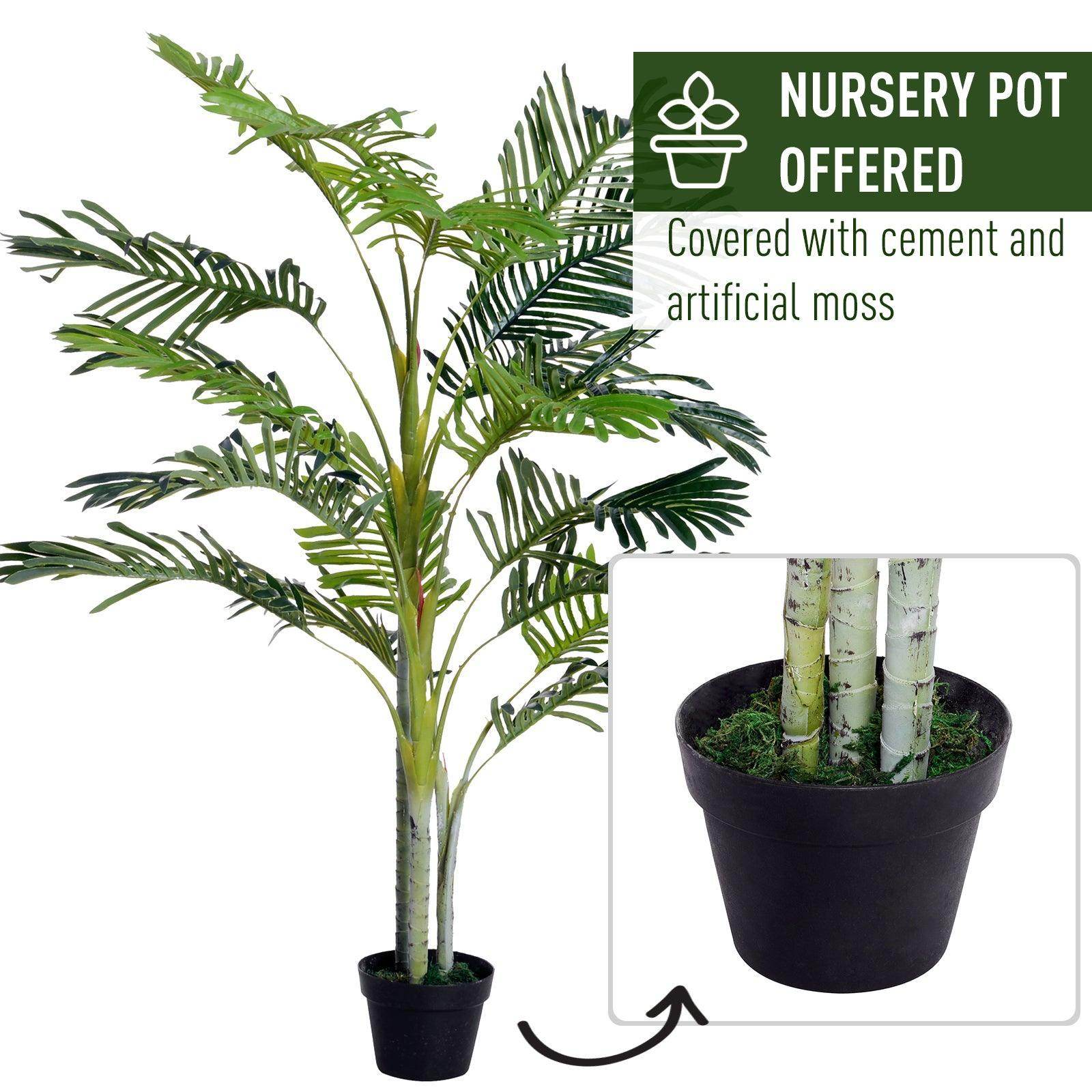 Outsunny Artificial Palm Tree - 5ft Faux Green Indoor Plant - ALL4U RETAILER LTD