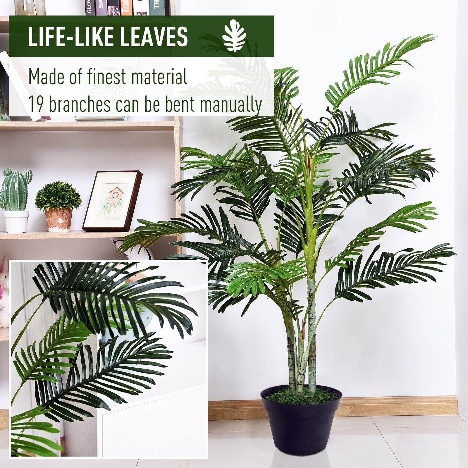 Outsunny Artificial Palm Tree - 5ft Faux Green Indoor Plant - ALL4U RETAILER LTD