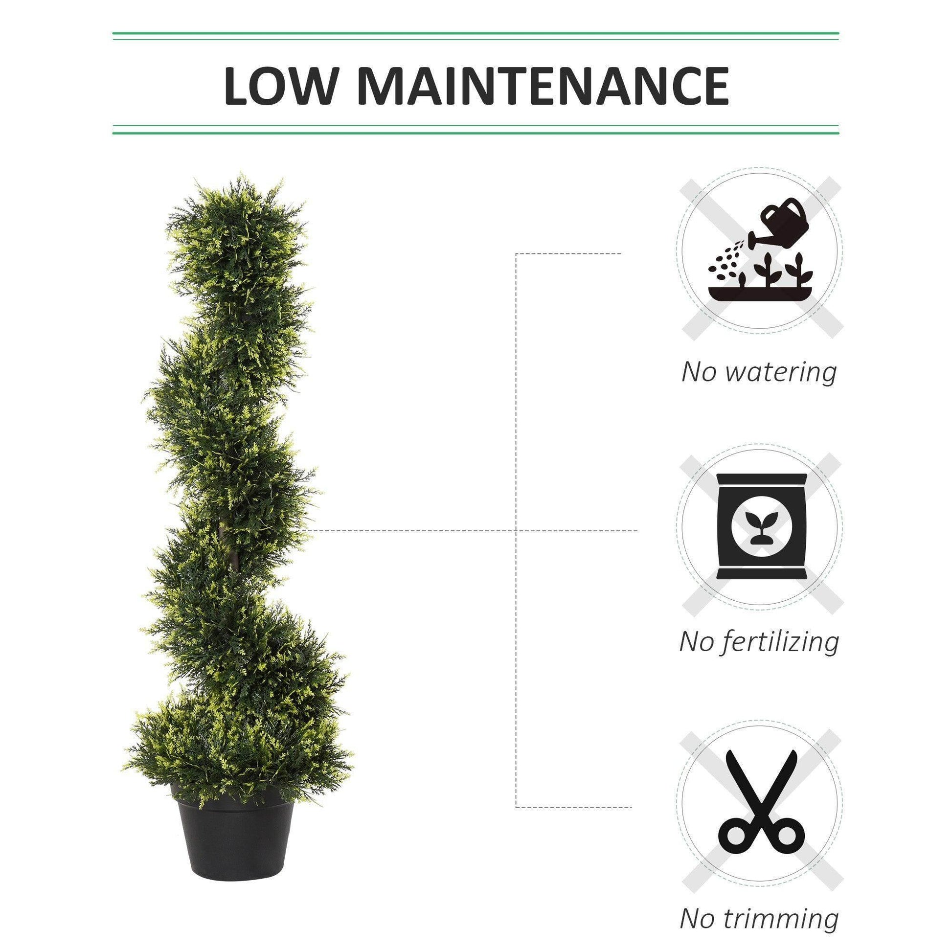 Outsunny Artificial Spiral Topiary Trees - Set of 2 - 3FT - ALL4U RETAILER LTD