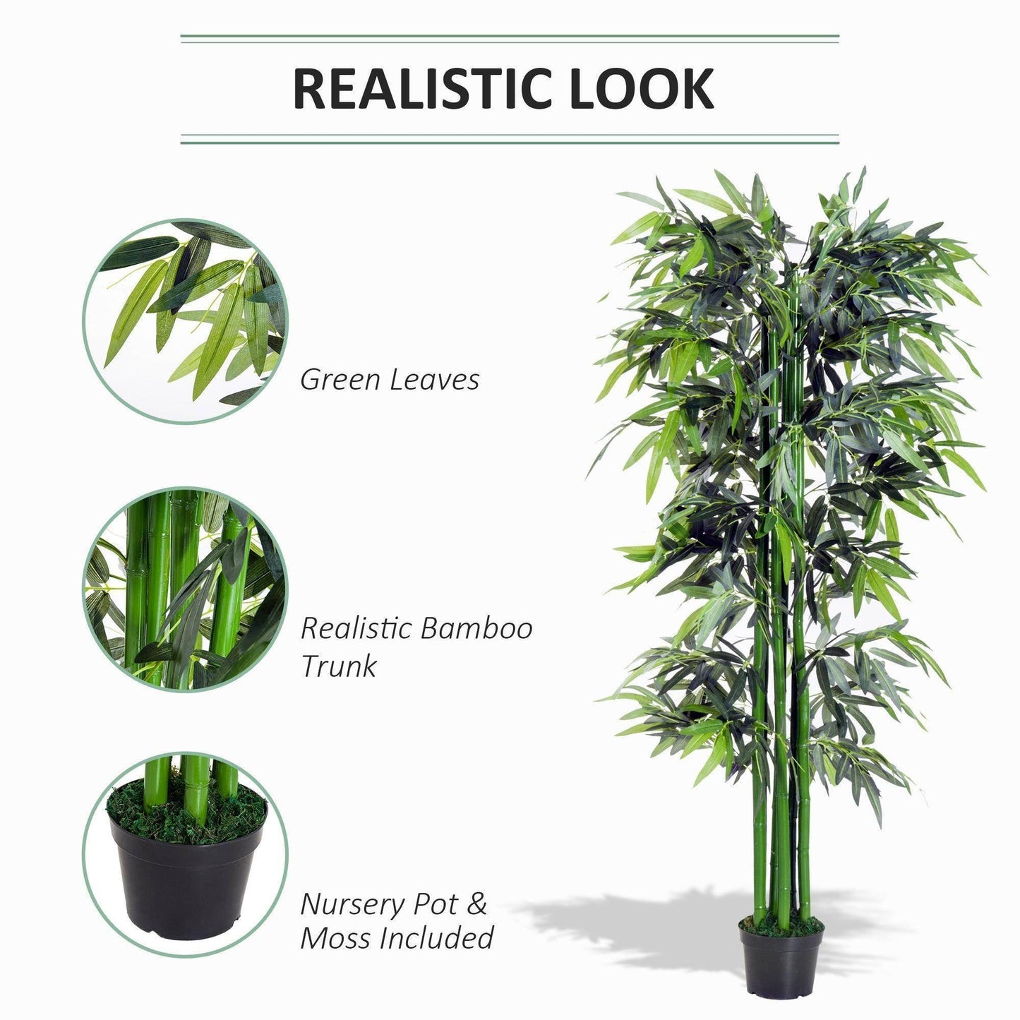 Outsunny Bamboo Tree Plant - 6ft Greenery in Pot - ALL4U RETAILER LTD