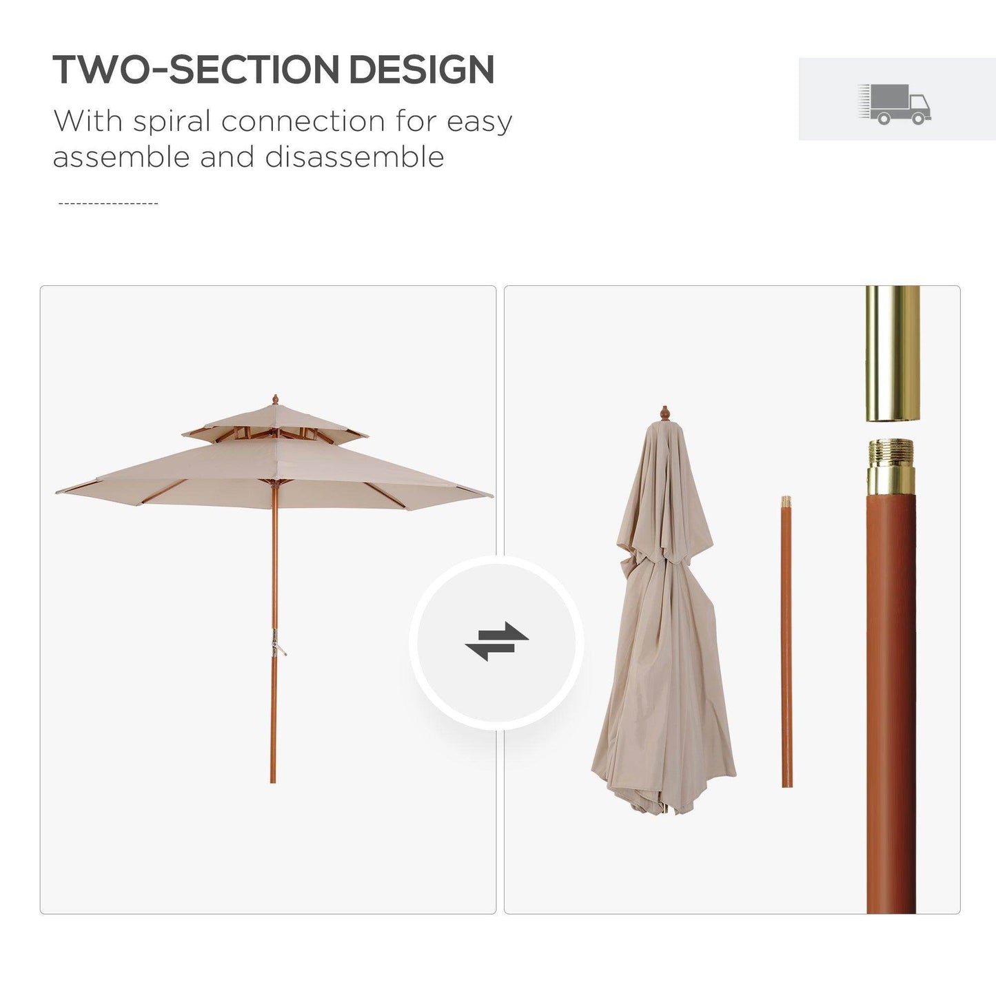 Outsunny Beige Patio Umbrella - Elegant Shade Solution - ALL4U RETAILER LTD