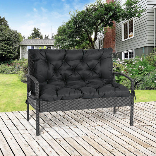 Outsunny Black Garden Bench Cushion - 2 Seater - ALL4U RETAILER LTD