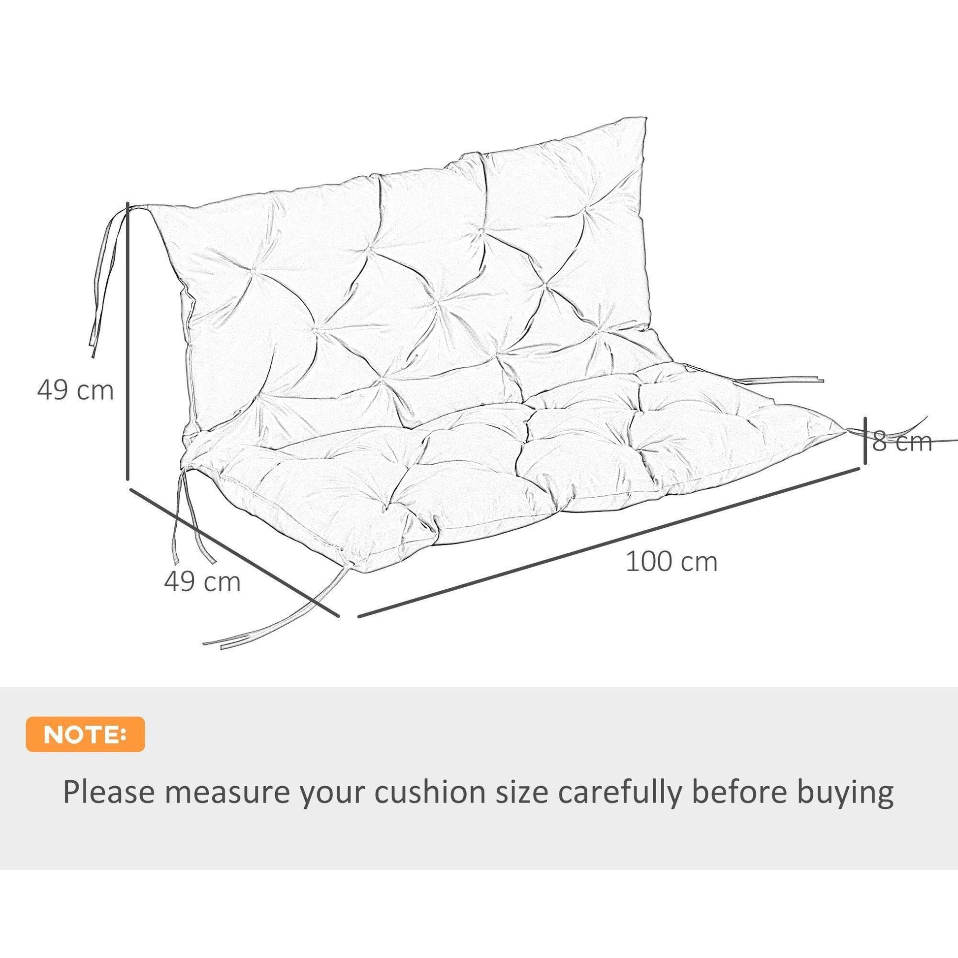 Outsunny Black Garden Bench Cushion - 2 Seater - ALL4U RETAILER LTD