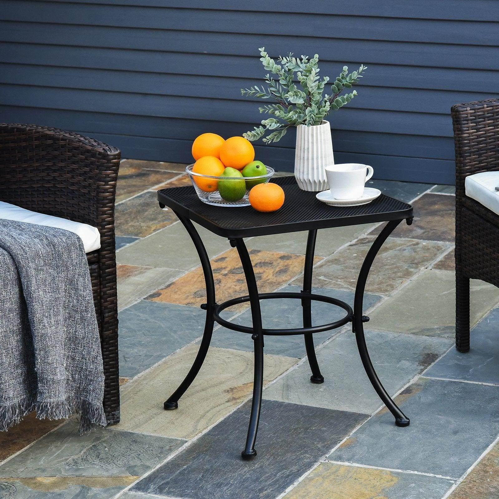 Outsunny Black Metal Outdoor Garden Table - ALL4U RETAILER LTD