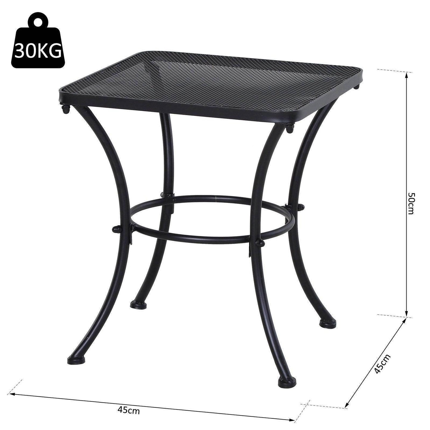 Outsunny Black Metal Outdoor Garden Table - ALL4U RETAILER LTD