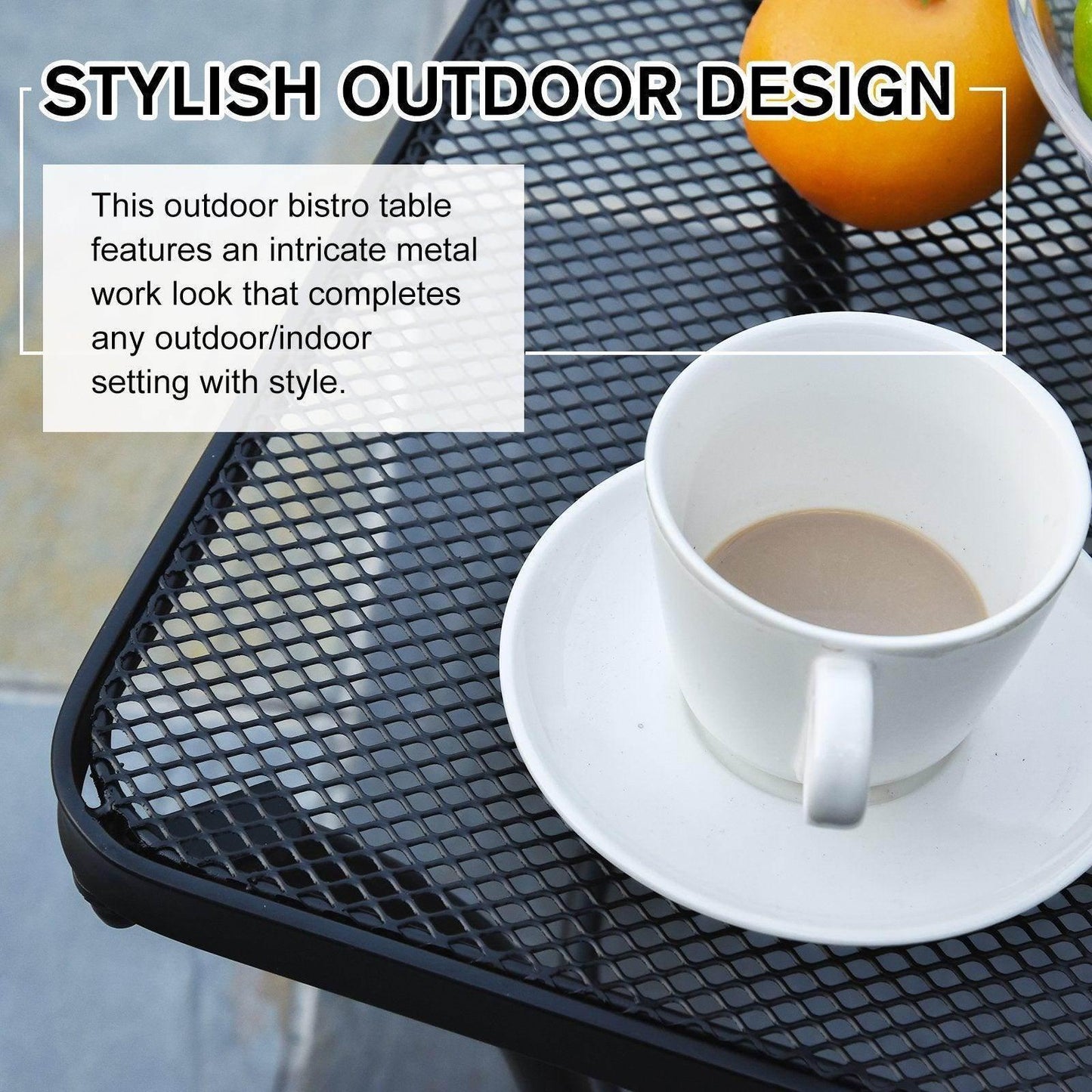 Outsunny Black Metal Outdoor Garden Table - ALL4U RETAILER LTD