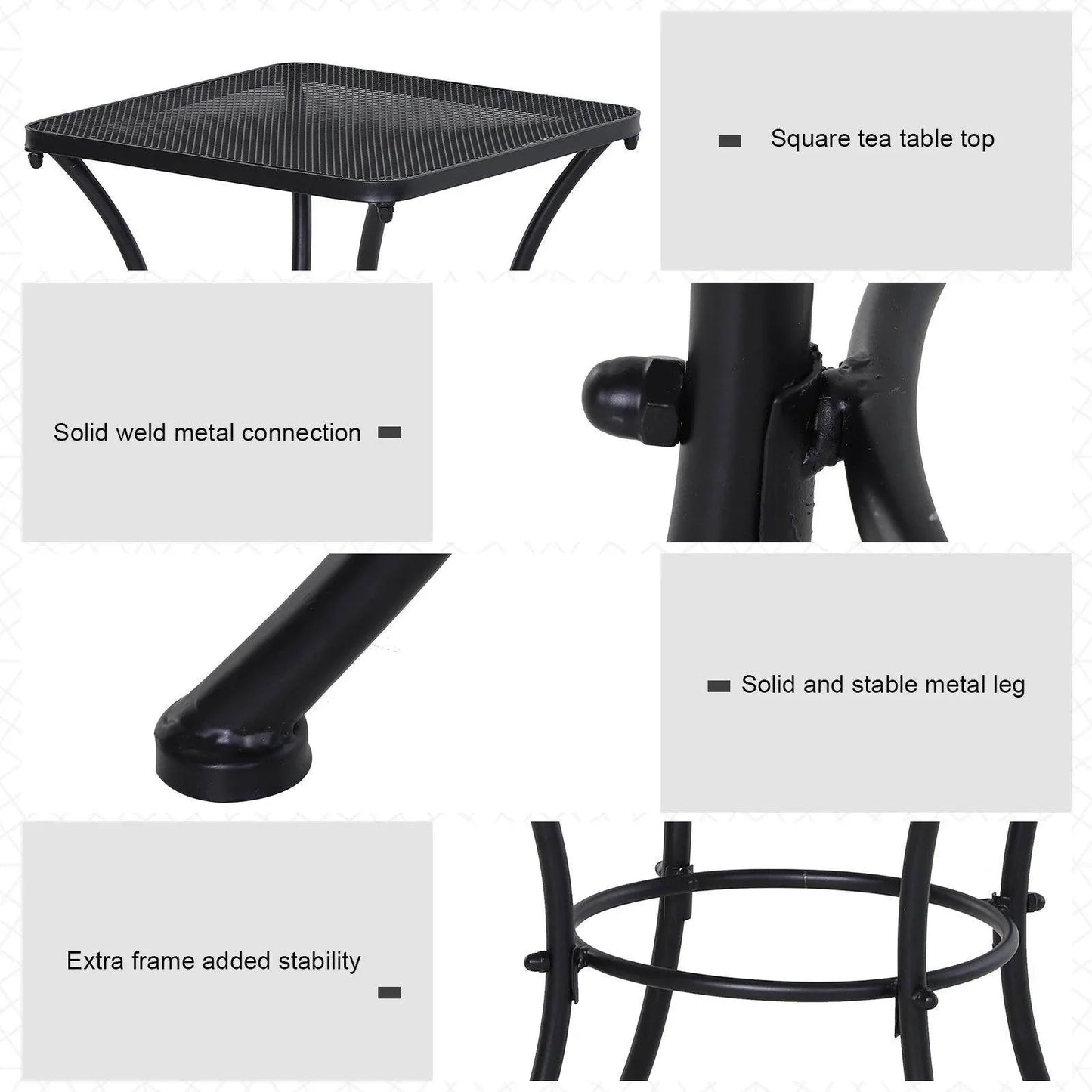Outsunny Black Metal Outdoor Garden Table - ALL4U RETAILER LTD