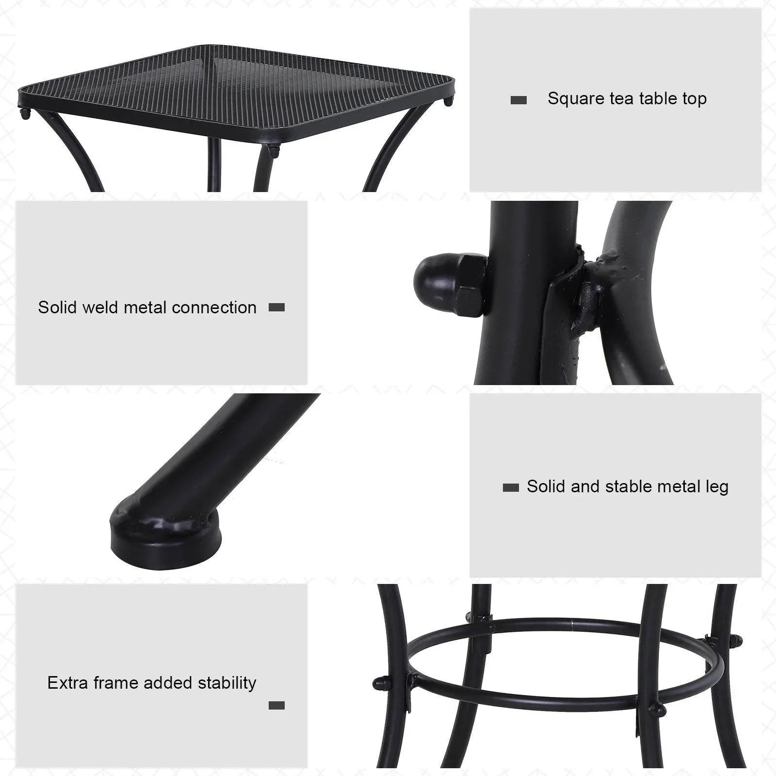 Outsunny Black Metal Outdoor Garden Table - ALL4U RETAILER LTD