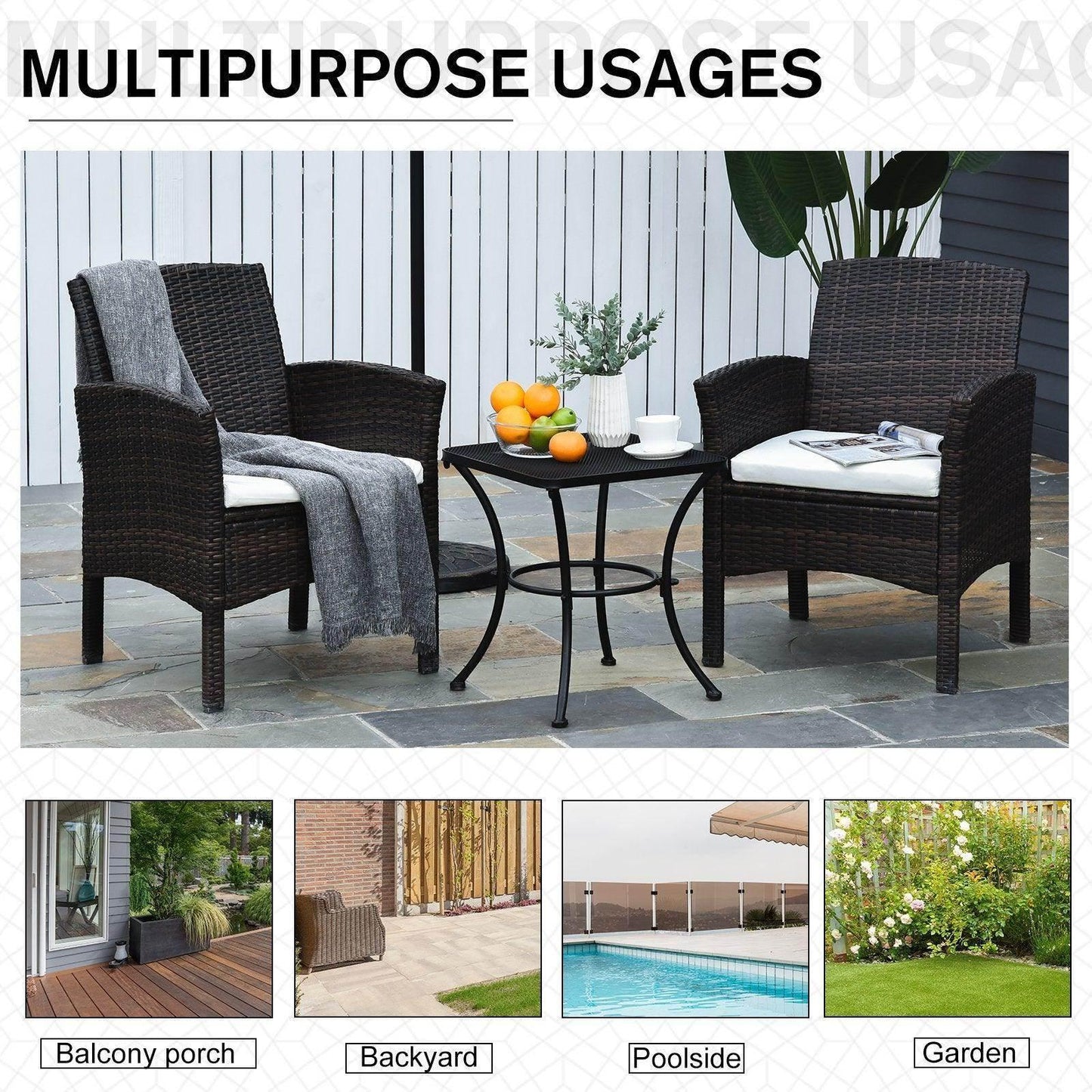 Outsunny Black Metal Outdoor Garden Table - ALL4U RETAILER LTD