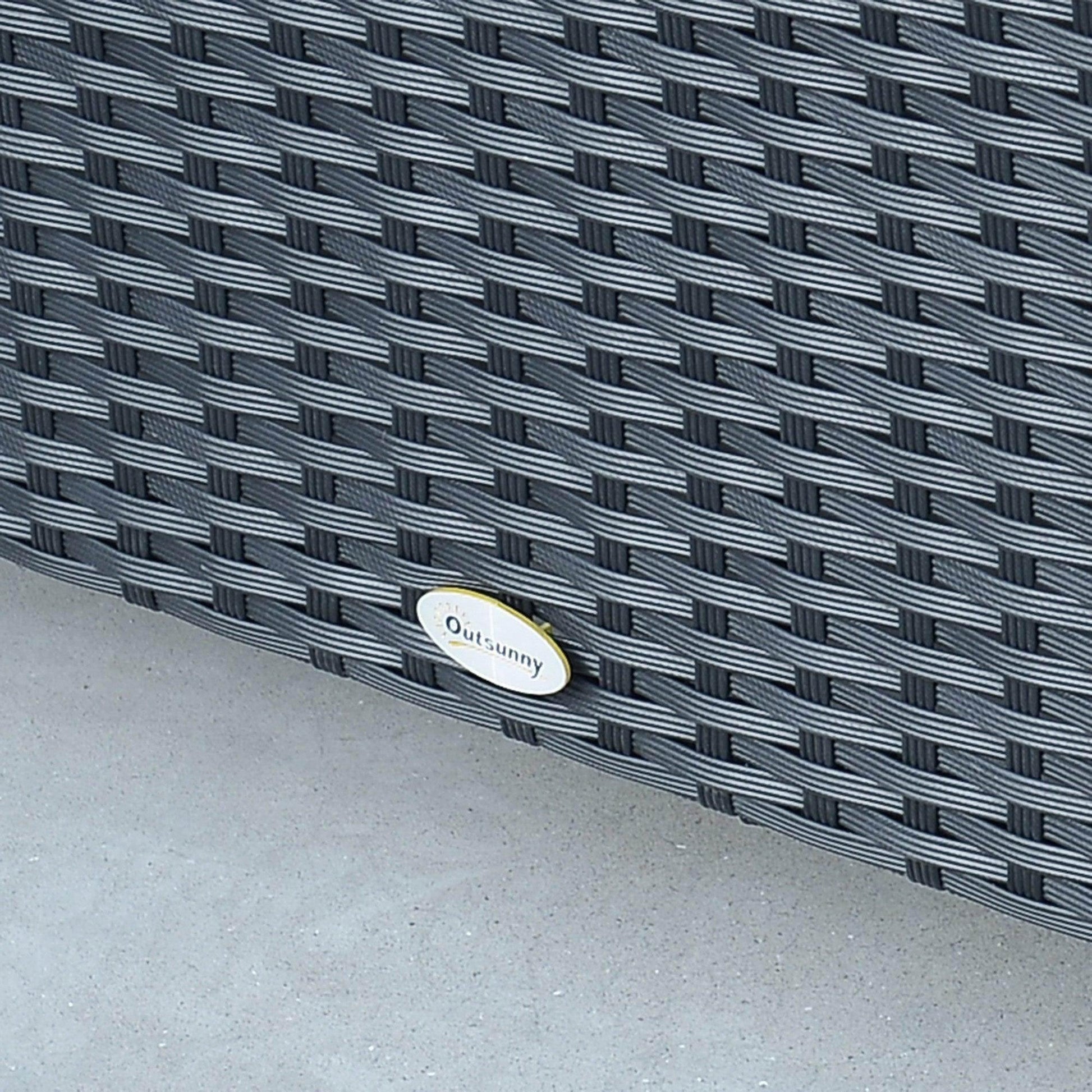 Close-up of Outsunny black rattan coffee table with woven pattern, modern patio furniture