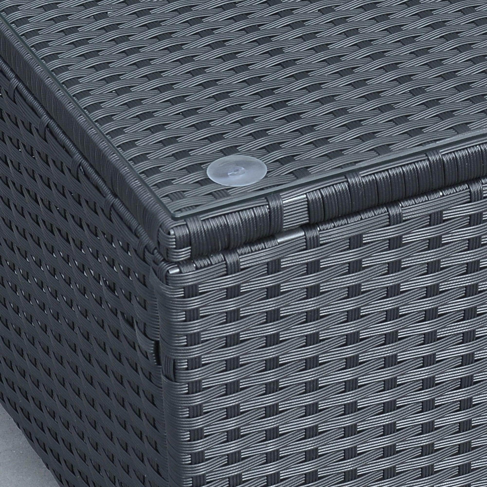 Close-up of black rattan coffee table with woven texture, ALL4U RETAILER LTD home garden decor