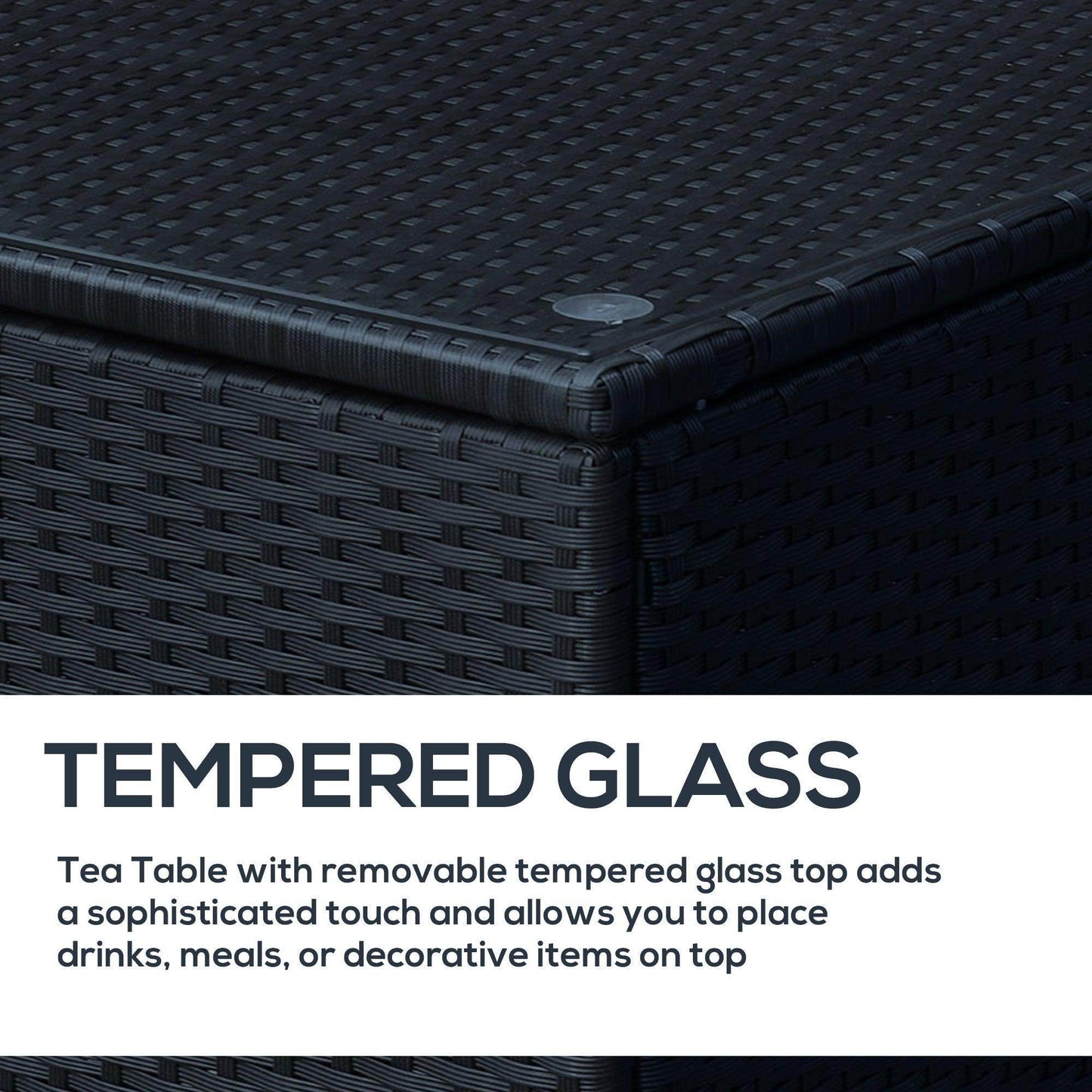 Outsunny Black Rattan Side Table - ALL4U RETAILER LTD