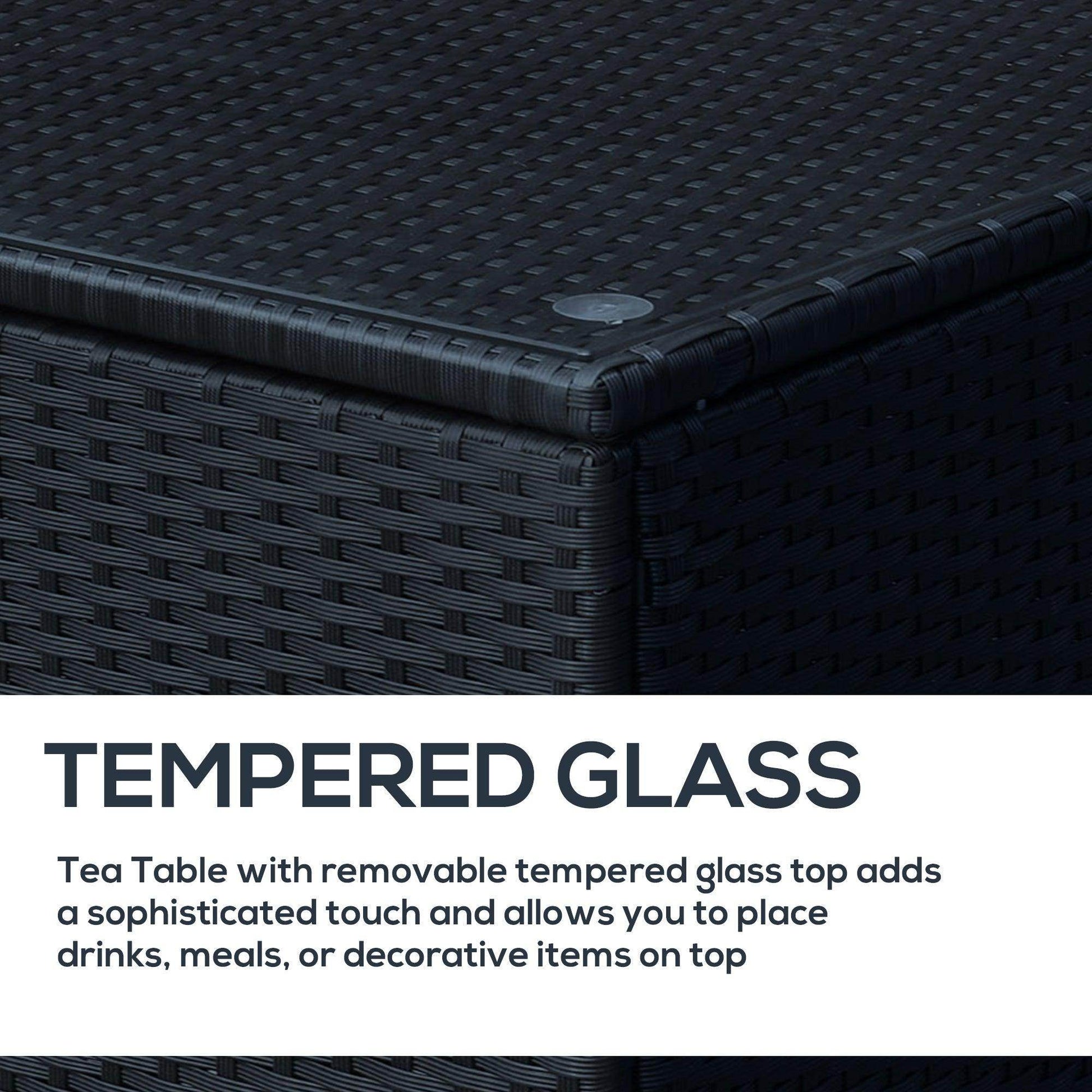 Outsunny Black Rattan Side Table - ALL4U RETAILER LTD