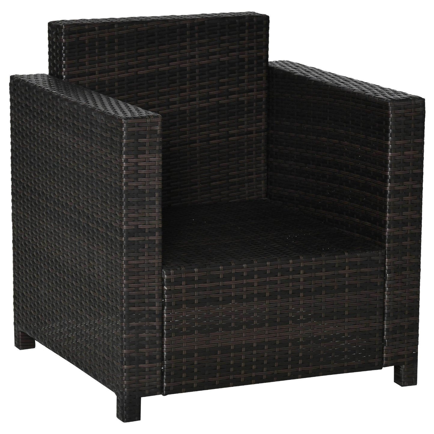 Outsunny black rattan single outdoor armchair with woven design, sturdy wide armrests