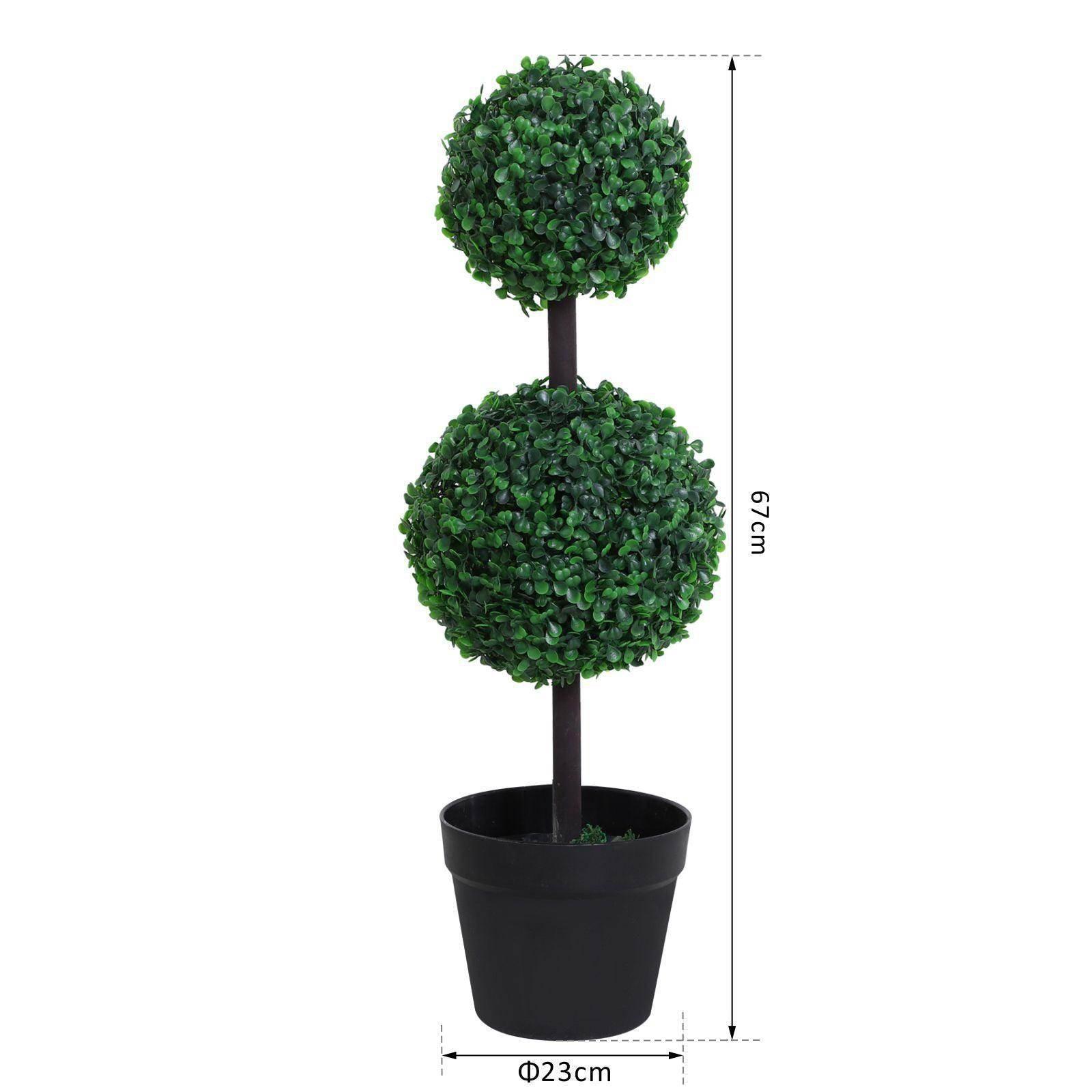 Outsunny Boxwood Topiary Tree Duo - 67cm - ALL4U RETAILER LTD