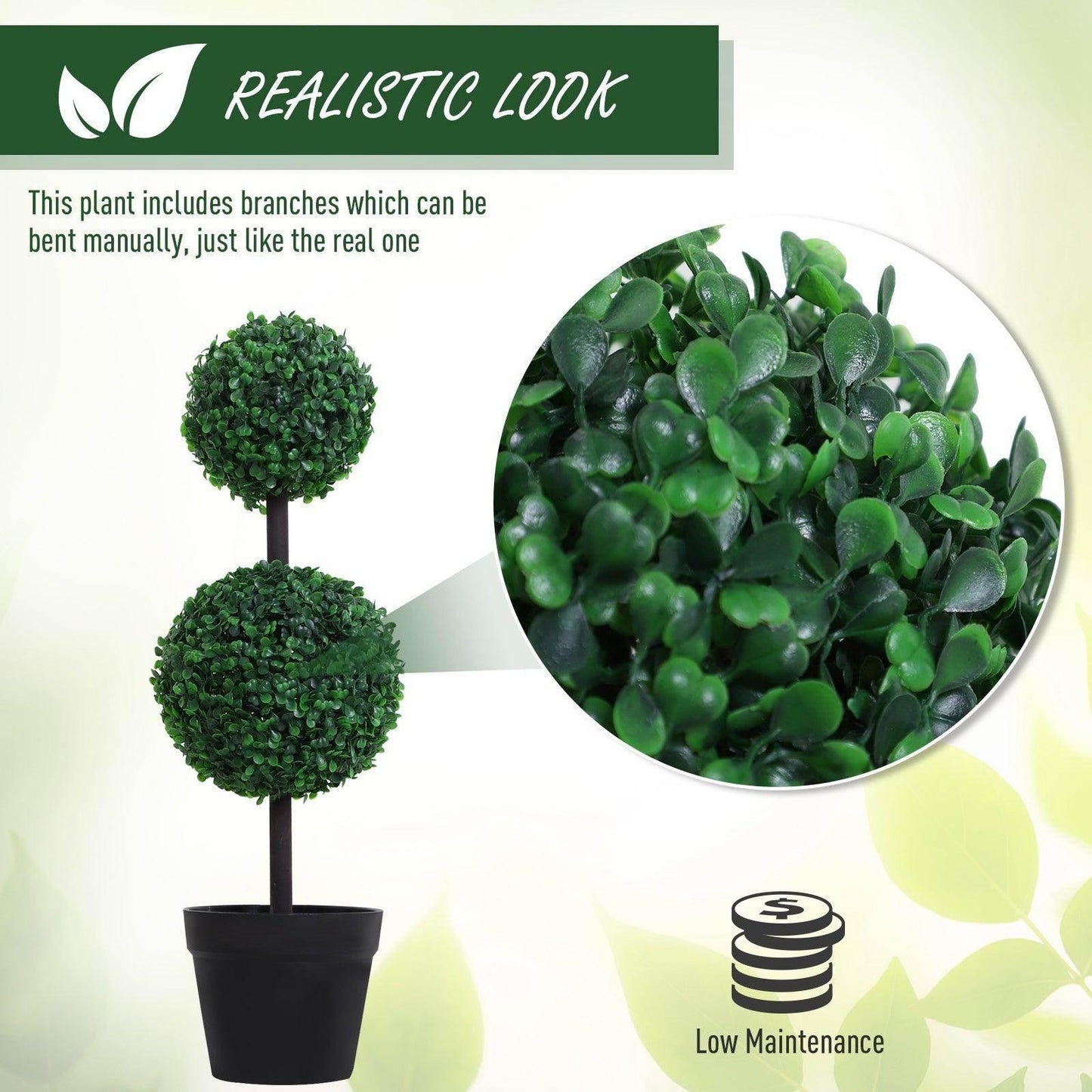 Outsunny Boxwood Topiary Tree Duo - 67cm - ALL4U RETAILER LTD
