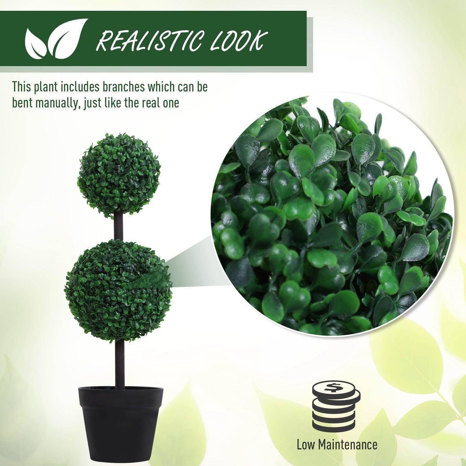 Outsunny Boxwood Topiary Tree Duo - 67cm - ALL4U RETAILER LTD