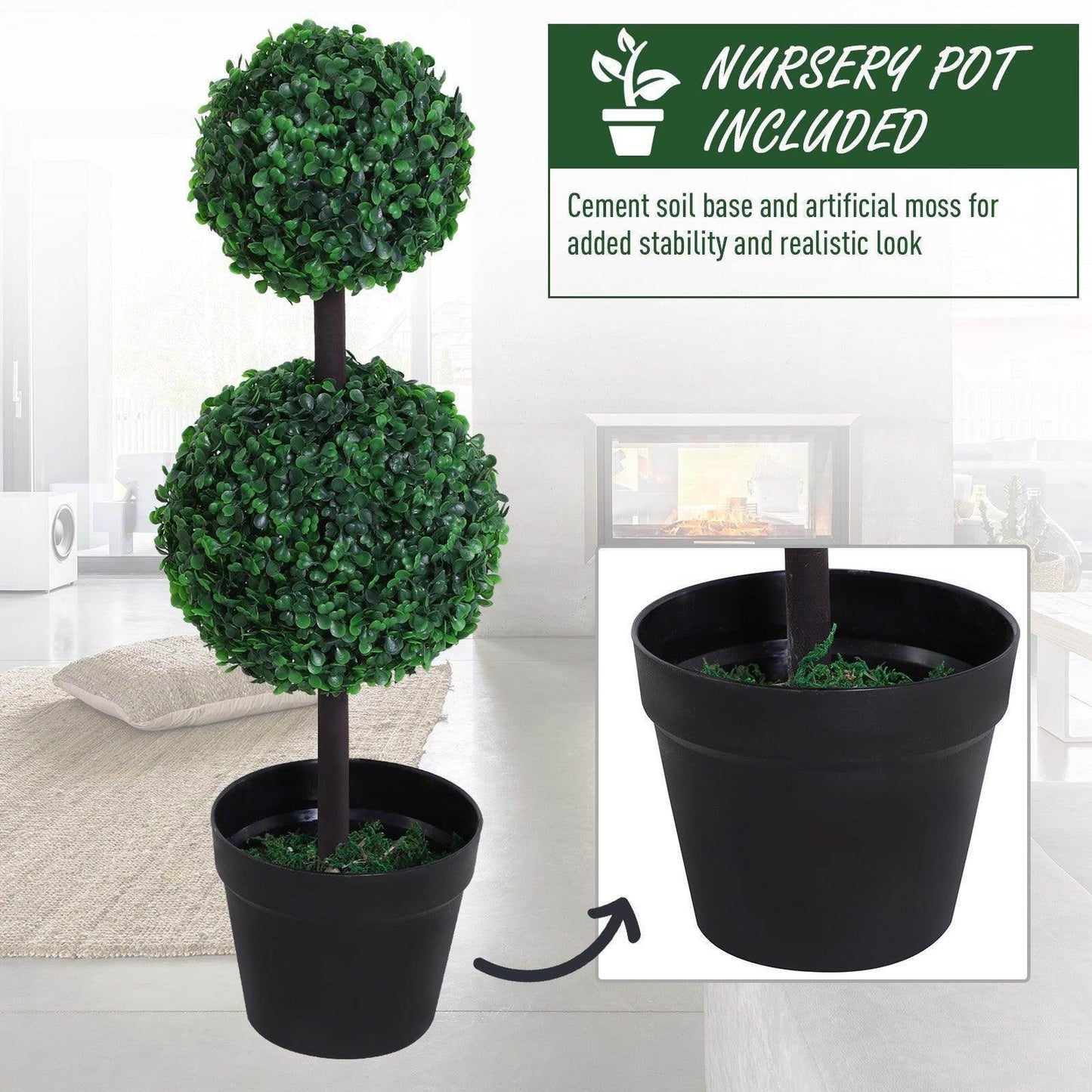 Outsunny Boxwood Topiary Tree Duo - 67cm - ALL4U RETAILER LTD