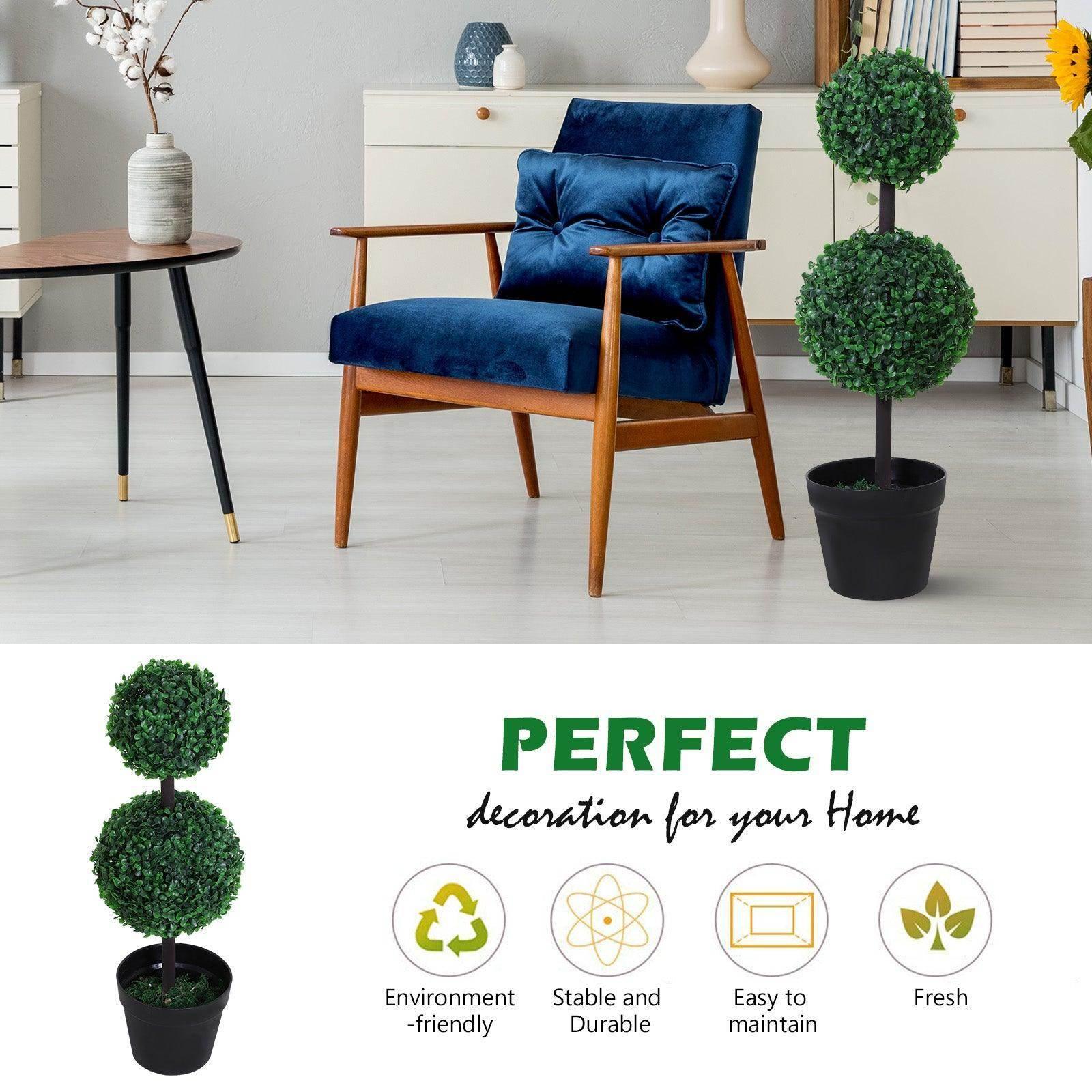 Outsunny Boxwood Topiary Tree Duo - 67cm - ALL4U RETAILER LTD