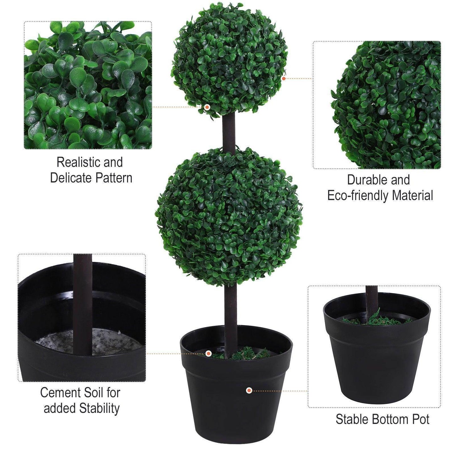 Outsunny Boxwood Topiary Tree Duo - 67cm - ALL4U RETAILER LTD