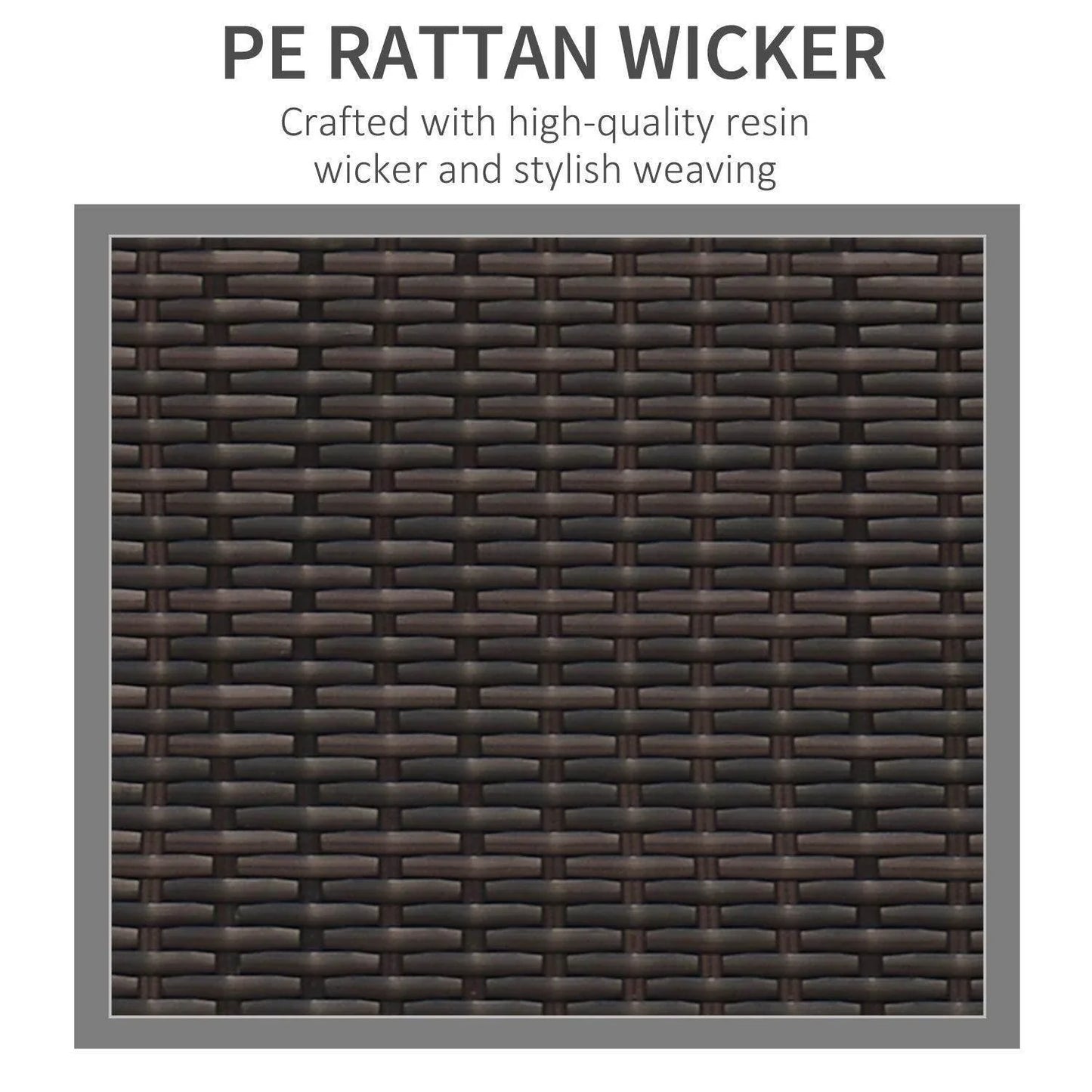 Close-up of dark brown PE rattan wicker with stylish weaving on outdoor chair