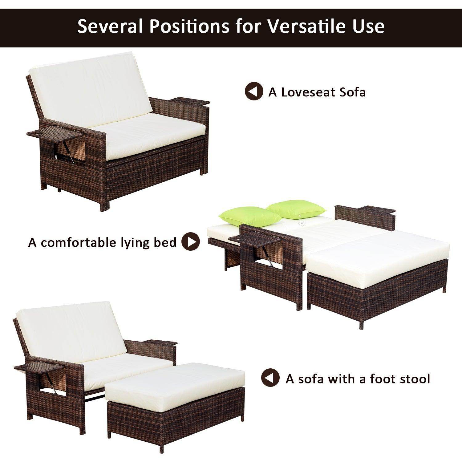 Outsunny Brown Sun Lounger Sofa Daybed - ALL4U RETAILER LTD