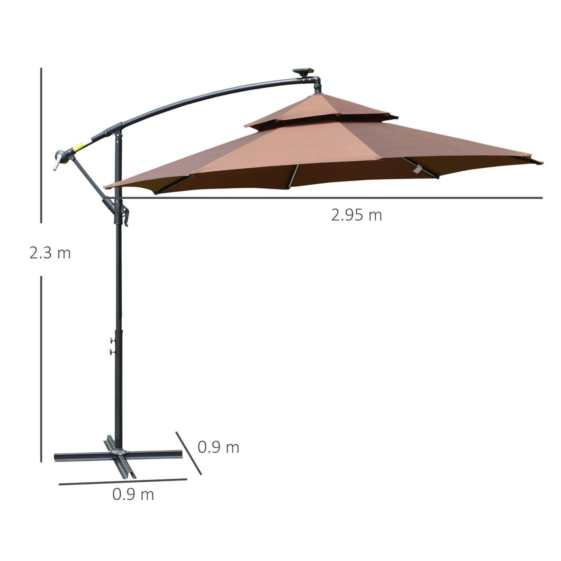 Outsunny Cantilever Umbrella with Solar Lights - ALL4U RETAILER LTD