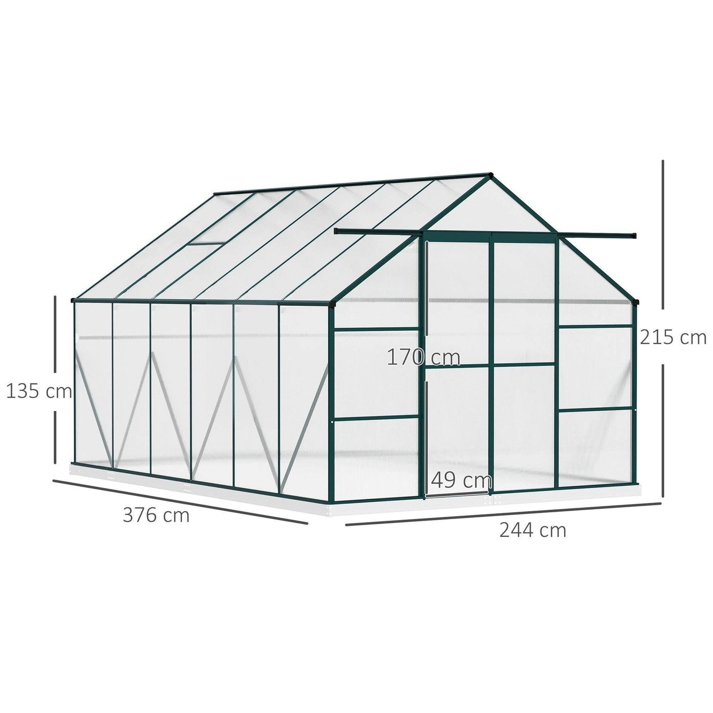 Outsunny Clear Greenhouse Kit with Roof Vent - 8x12ft - ALL4U RETAILER LTD