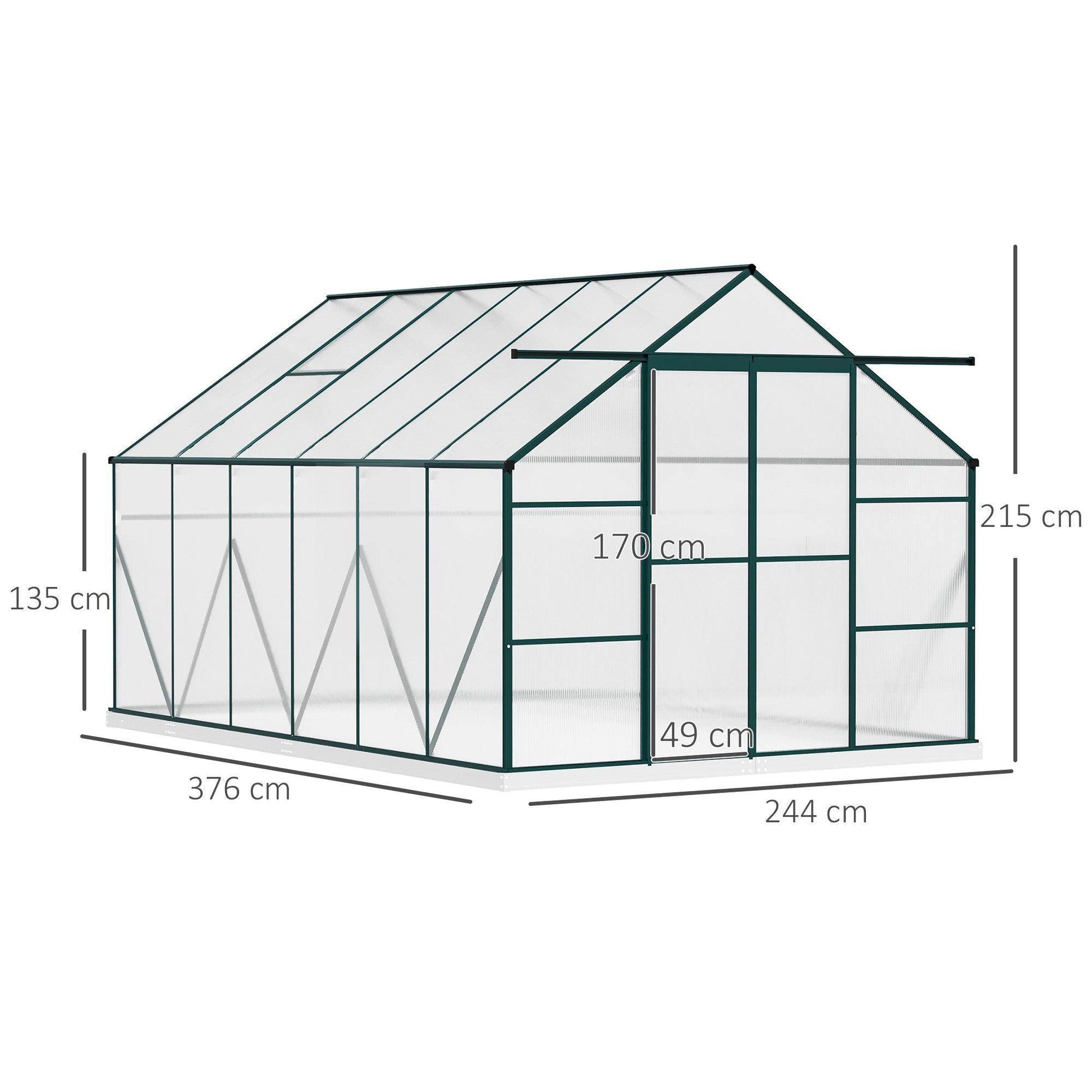 Outsunny Clear Greenhouse Kit with Roof Vent - 8x12ft - ALL4U RETAILER LTD