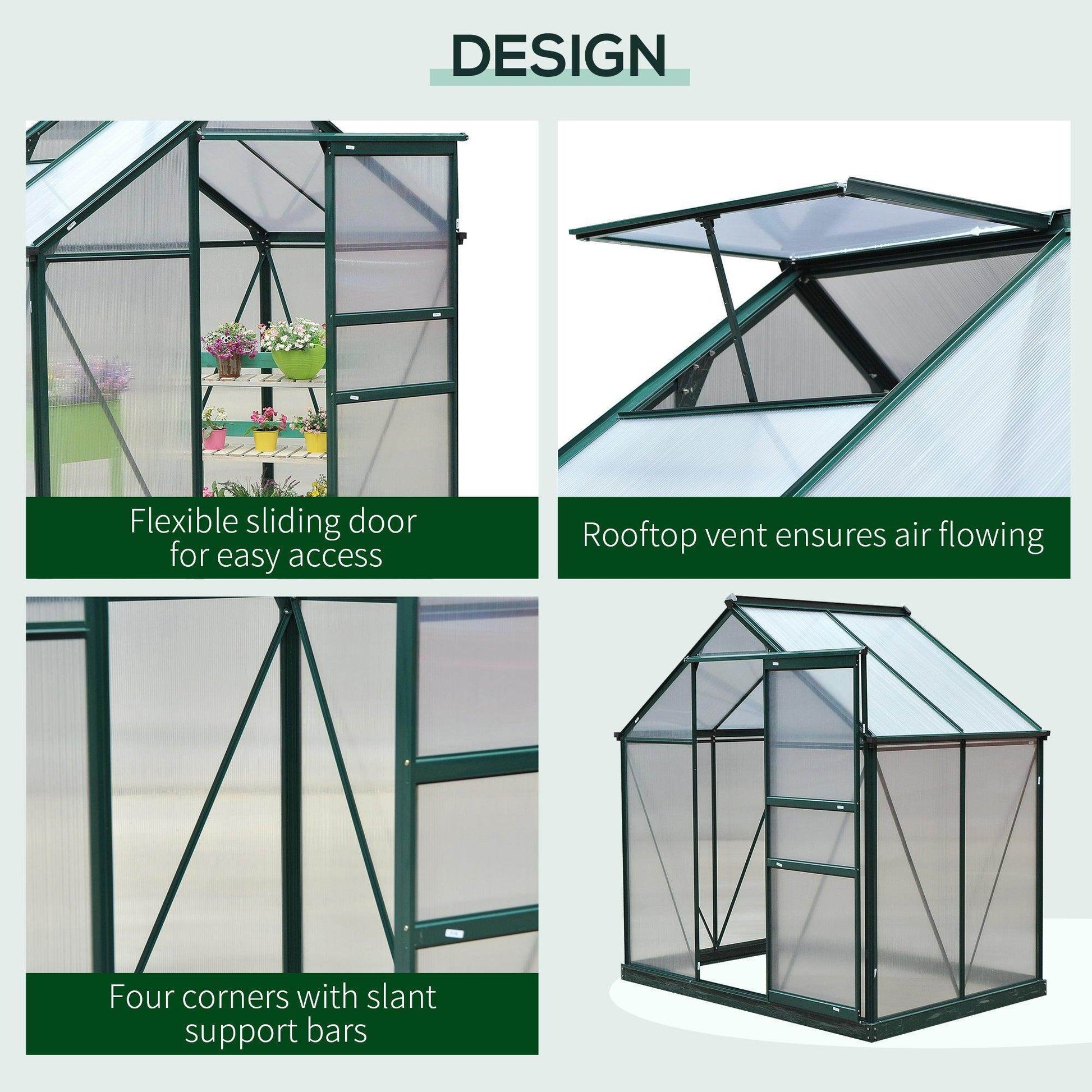 Outsunny Clear Polycarbonate Greenhouse - Walk-In Garden Shelter - ALL4U RETAILER LTD