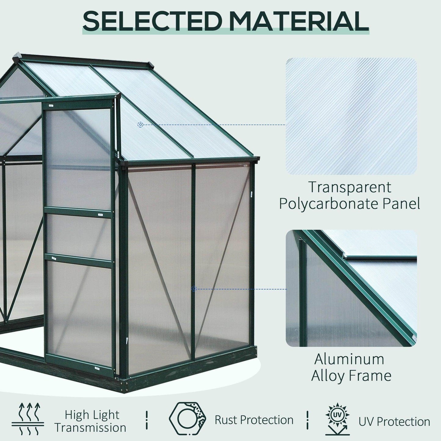 Outsunny Clear Polycarbonate Greenhouse - Walk-In Garden Shelter - ALL4U RETAILER LTD