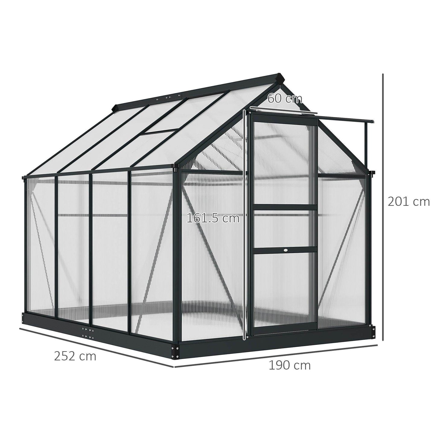 Outsunny Clear Polycarbonate Walk-In Greenhouse - EasyGrow 6x8ft - ALL4U RETAILER LTD