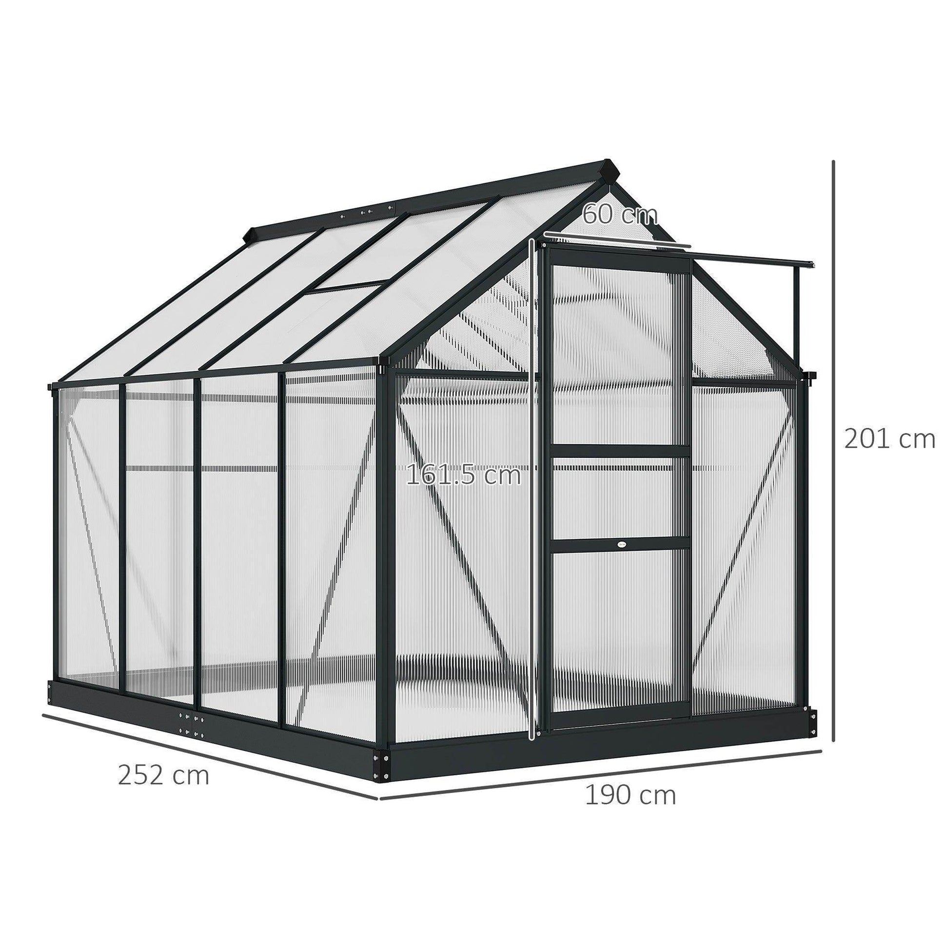 Outsunny Clear Polycarbonate Walk-In Greenhouse - EasyGrow 6x8ft - ALL4U RETAILER LTD