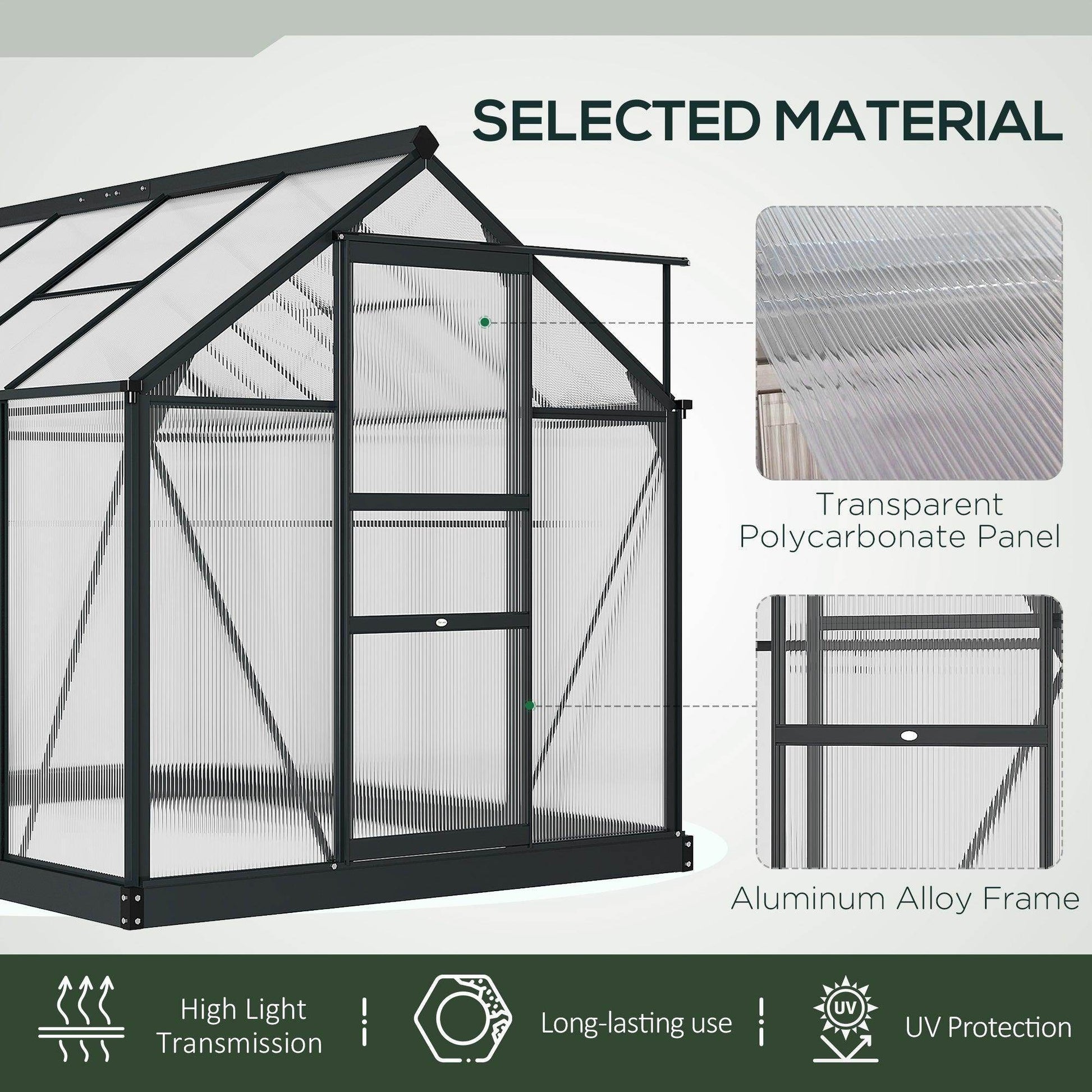 Outsunny Clear Polycarbonate Walk-In Greenhouse - EasyGrow 6x8ft - ALL4U RETAILER LTD