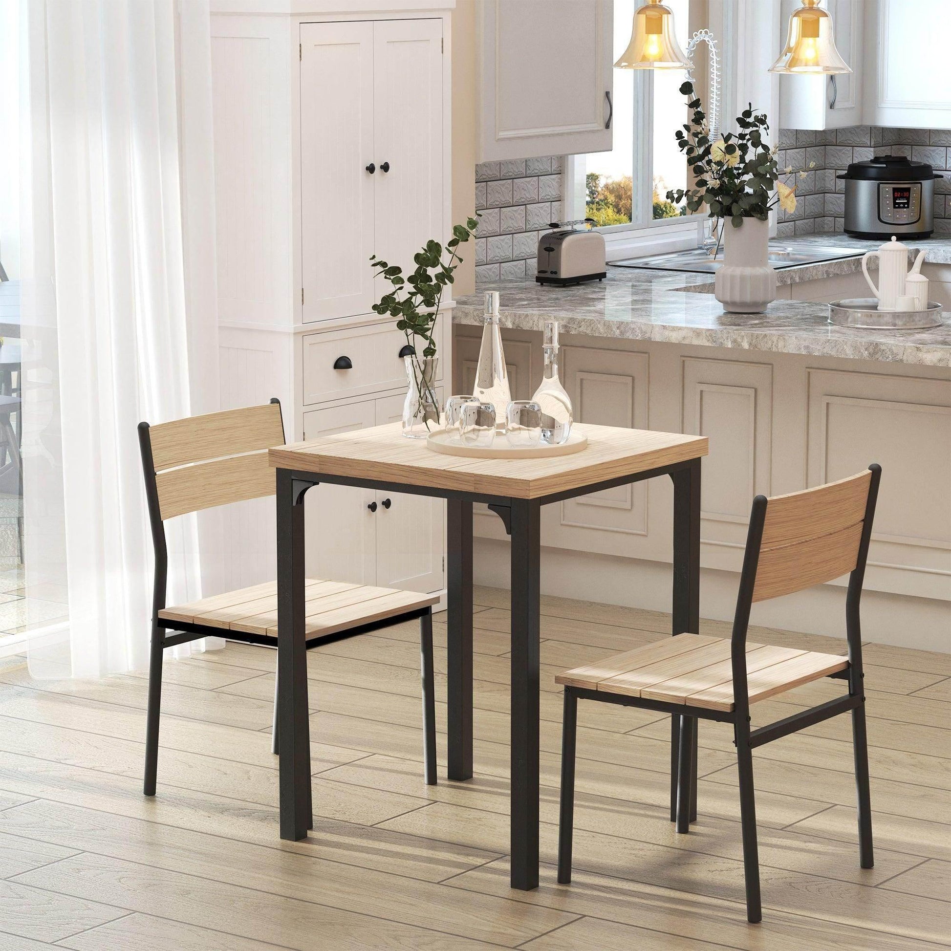 Outsunny Compact Dining Set with 2 Chairs - Modern Home Furniture - ALL4U RETAILER LTD