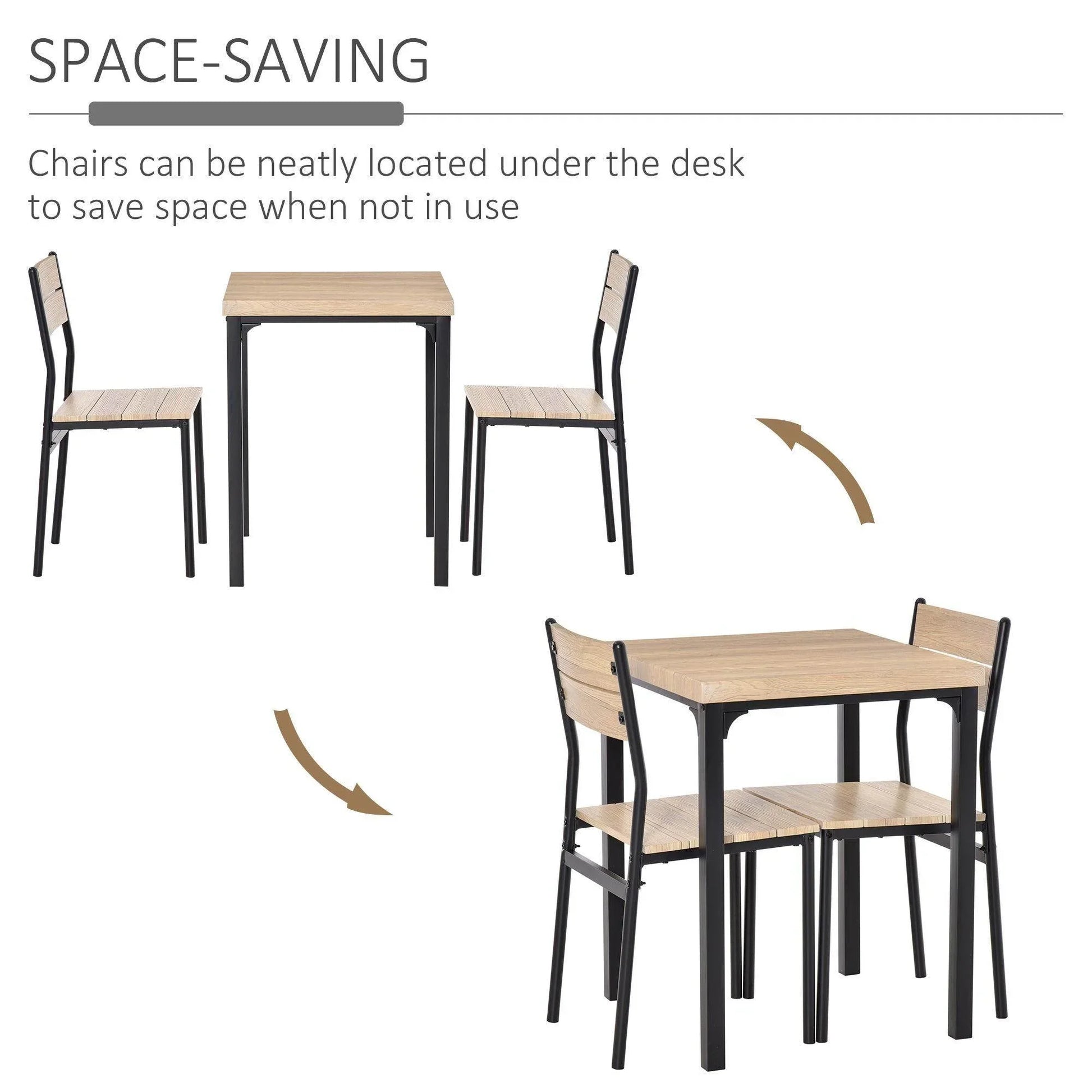 Outsunny Compact Dining Set with 2 Chairs - Modern Home Furniture - ALL4U RETAILER LTD