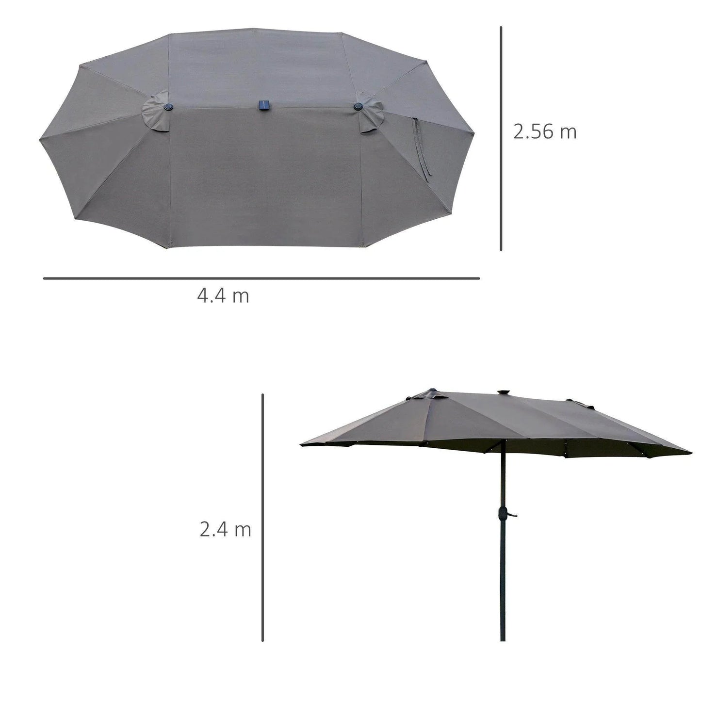 Outsunny Double-Sided Sun Umbrella - Dark Grey - ALL4U RETAILER LTD