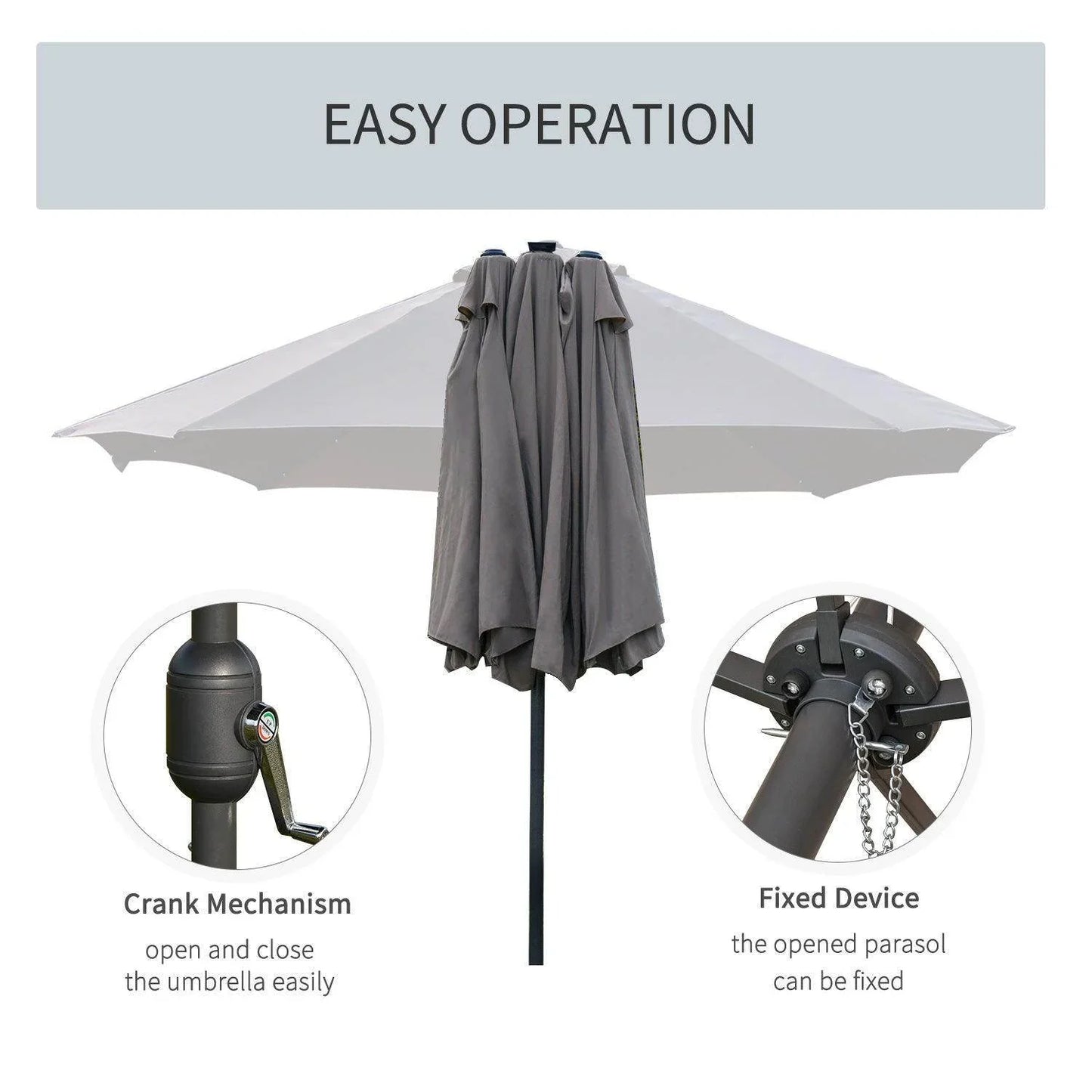 Outsunny Double-Sided Sun Umbrella - Dark Grey - ALL4U RETAILER LTD