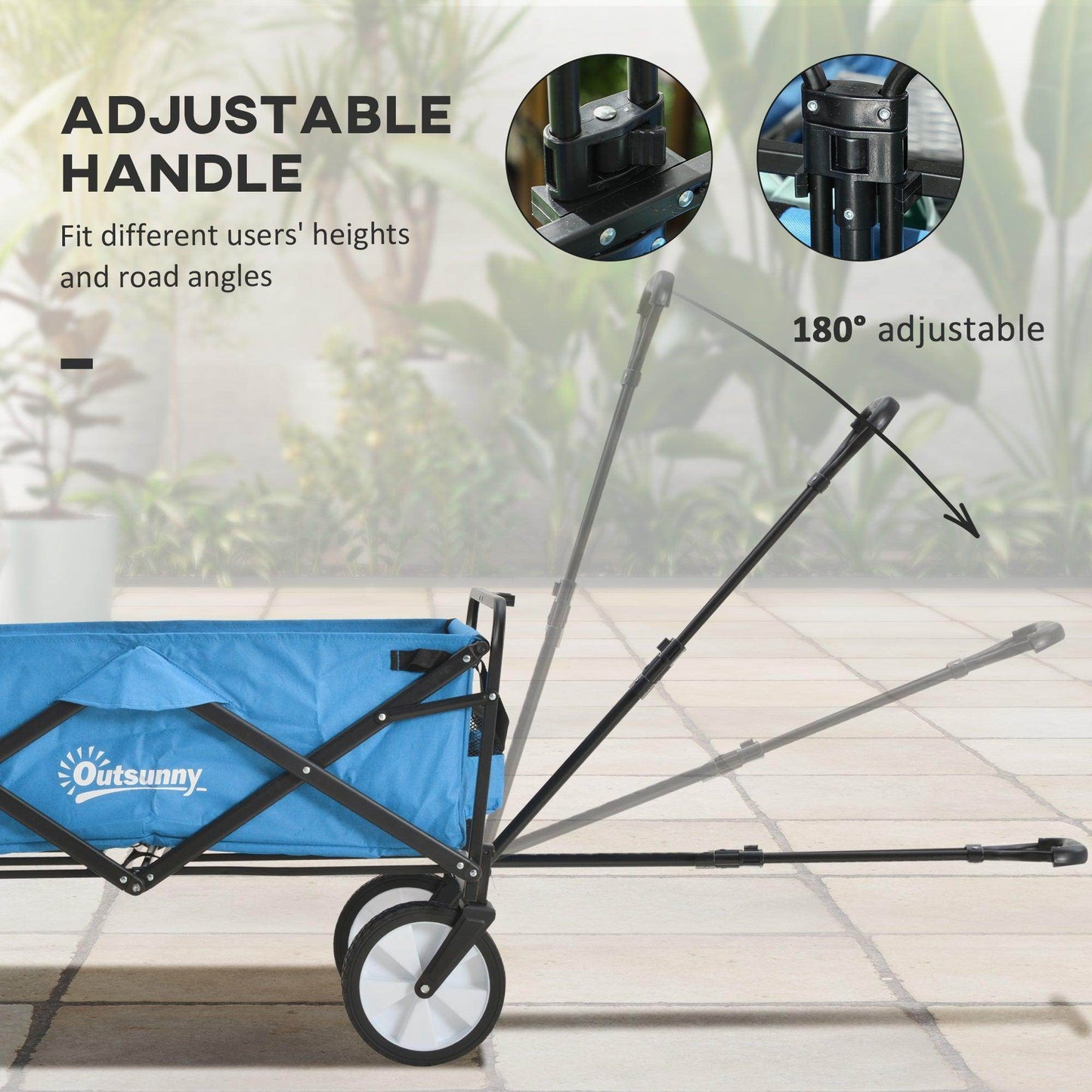 Outsunny Folding Cargo Wagon - Blue - ALL4U RETAILER LTD