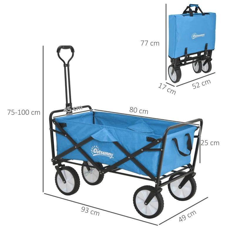 Outsunny Folding Garden Trolley - Blue - ALL4U RETAILER LTD