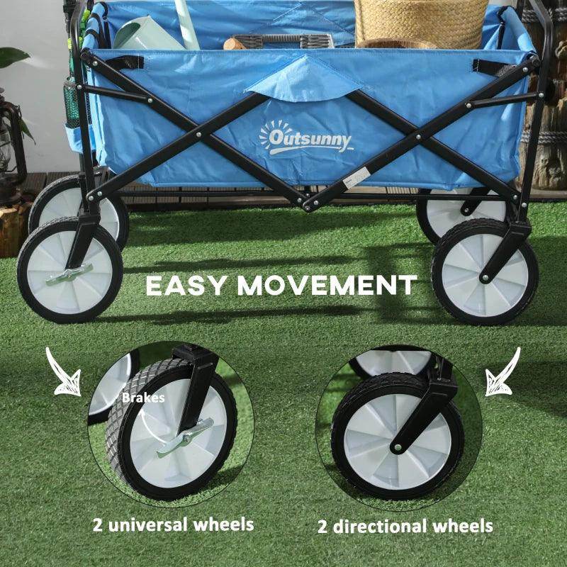 Outsunny Folding Garden Trolley - Blue - ALL4U RETAILER LTD