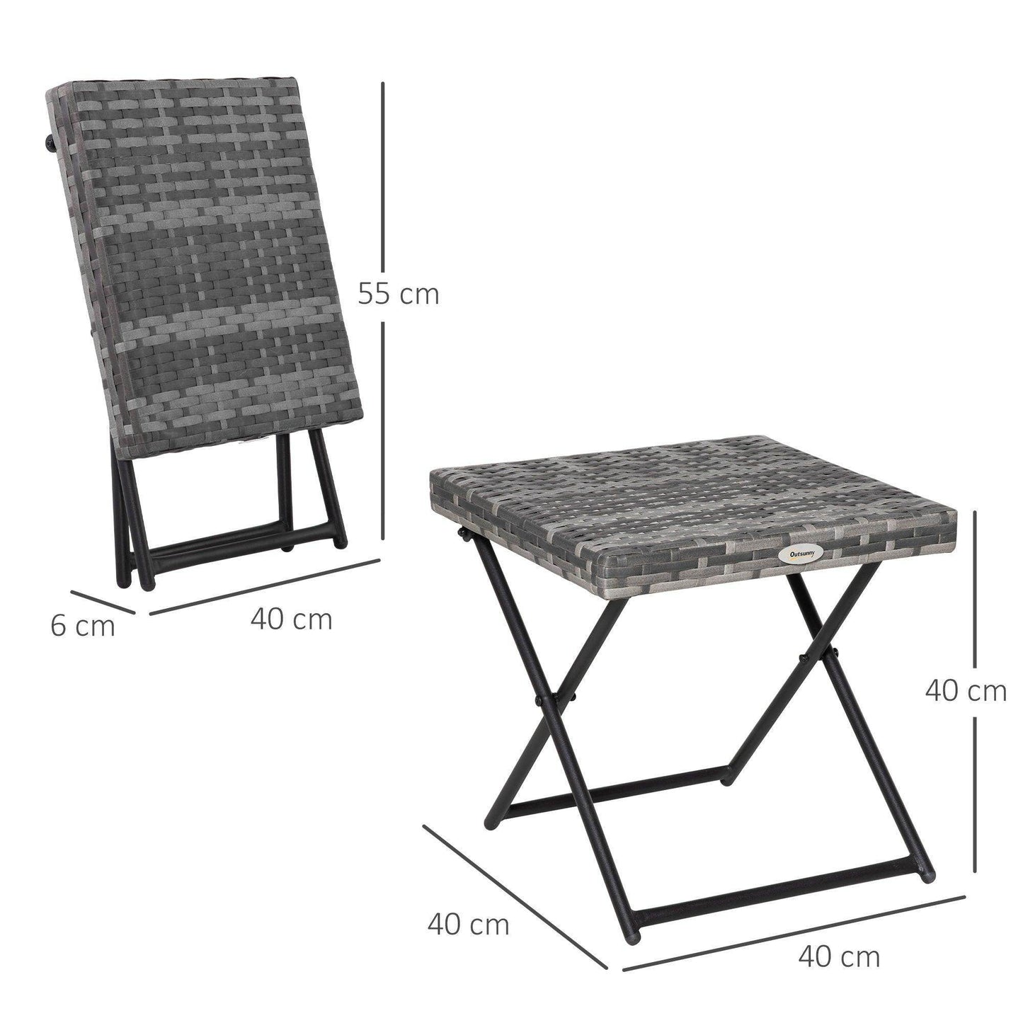 Outsunny Folding Rattan Coffee Table - Compact Outdoor Furniture - ALL4U RETAILER LTD