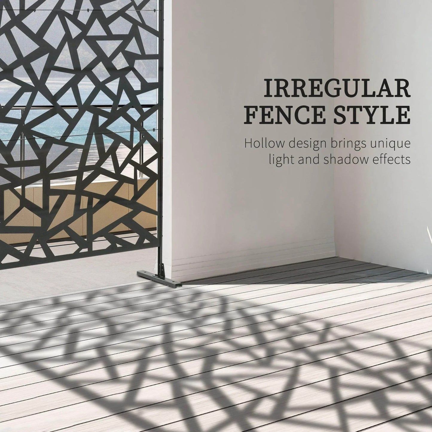 Outsunny Freestanding Garden Partition Screen Metal Decorative Outdoor Divider with Expansion Screws for Garden Patio Deck - ALL4U RETAILER LTD