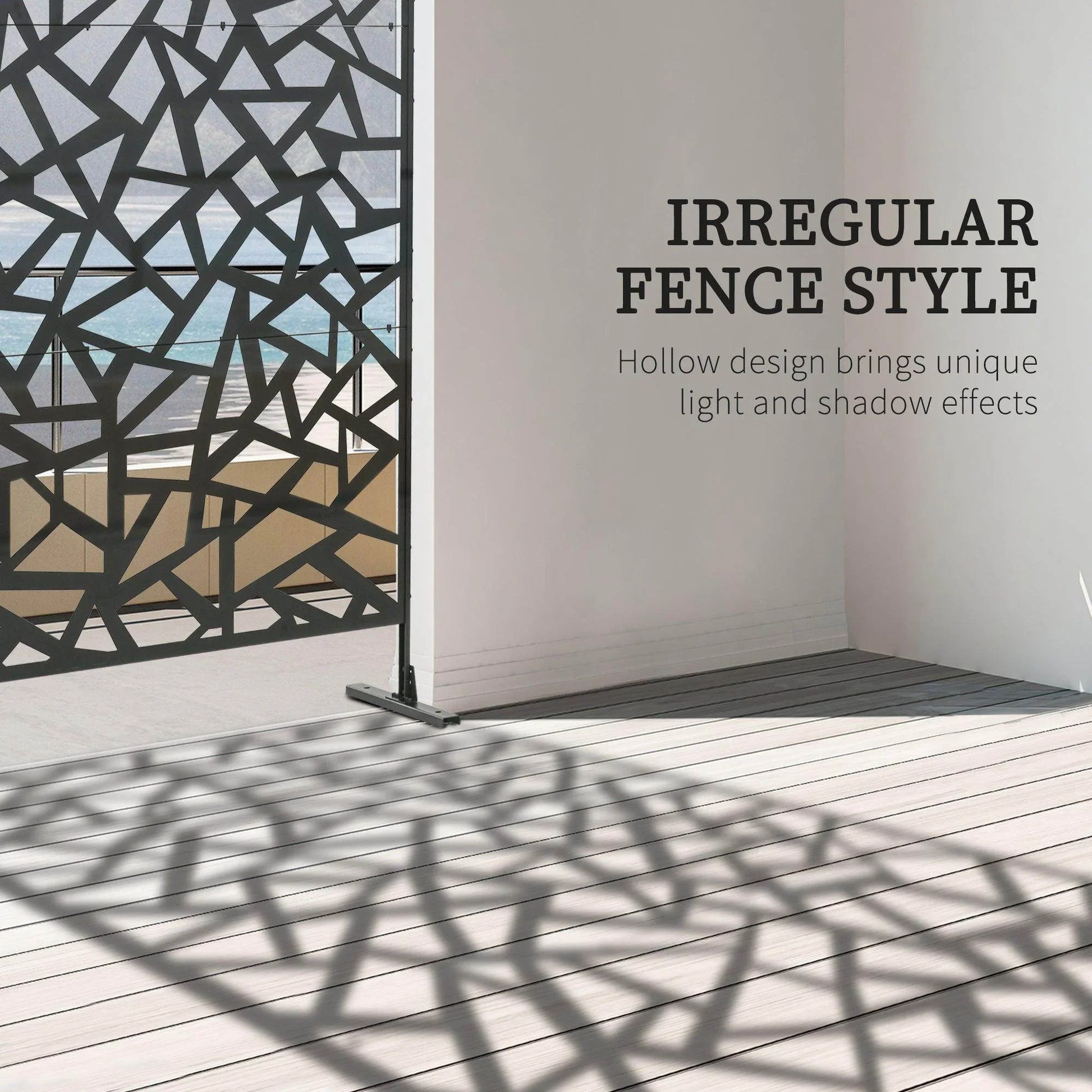 Outsunny Freestanding Garden Partition Screen Metal Decorative Outdoor Divider with Expansion Screws for Garden Patio Deck - ALL4U RETAILER LTD