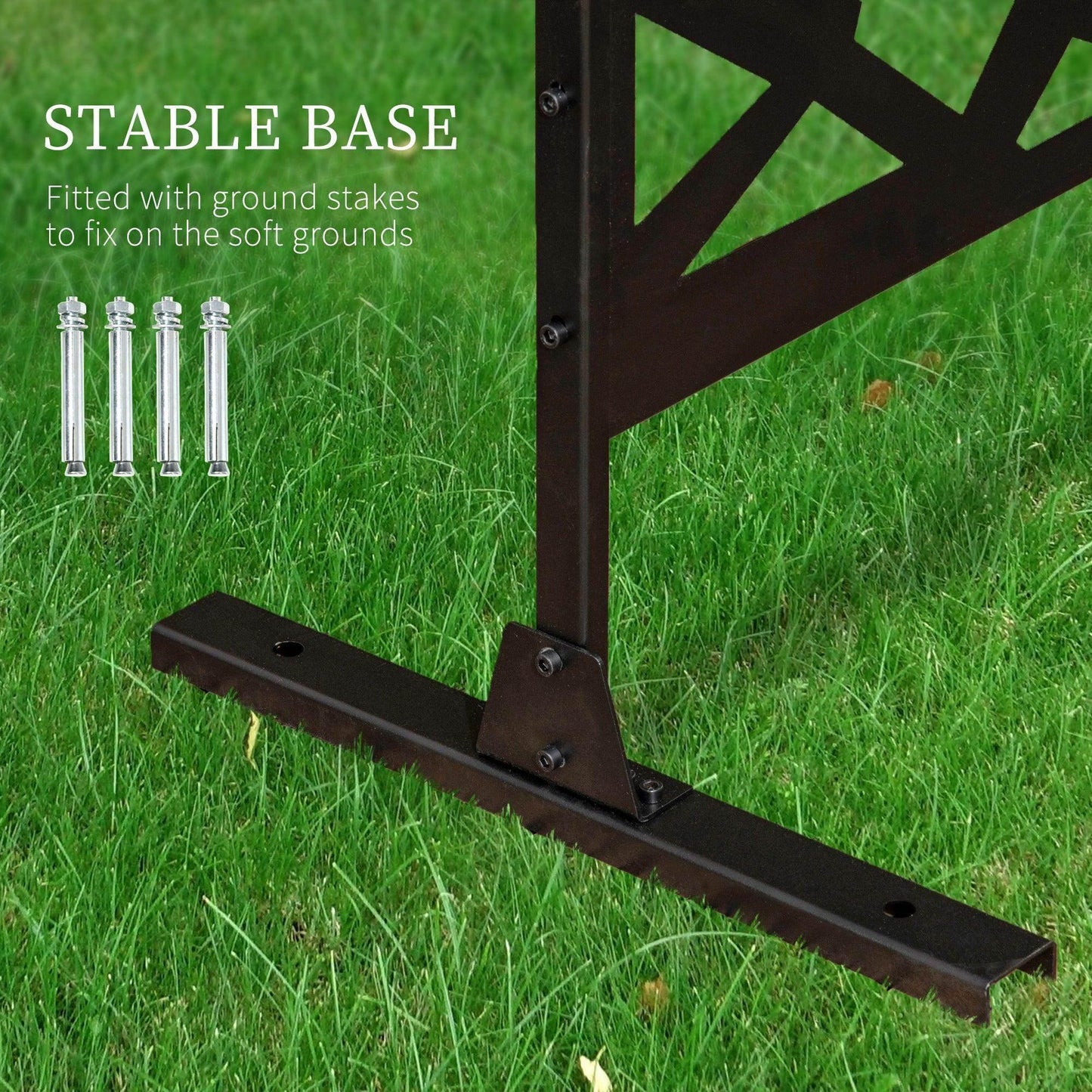 Outsunny Freestanding Garden Partition Screen Metal Decorative Outdoor Divider with Expansion Screws for Garden Patio Deck - ALL4U RETAILER LTD