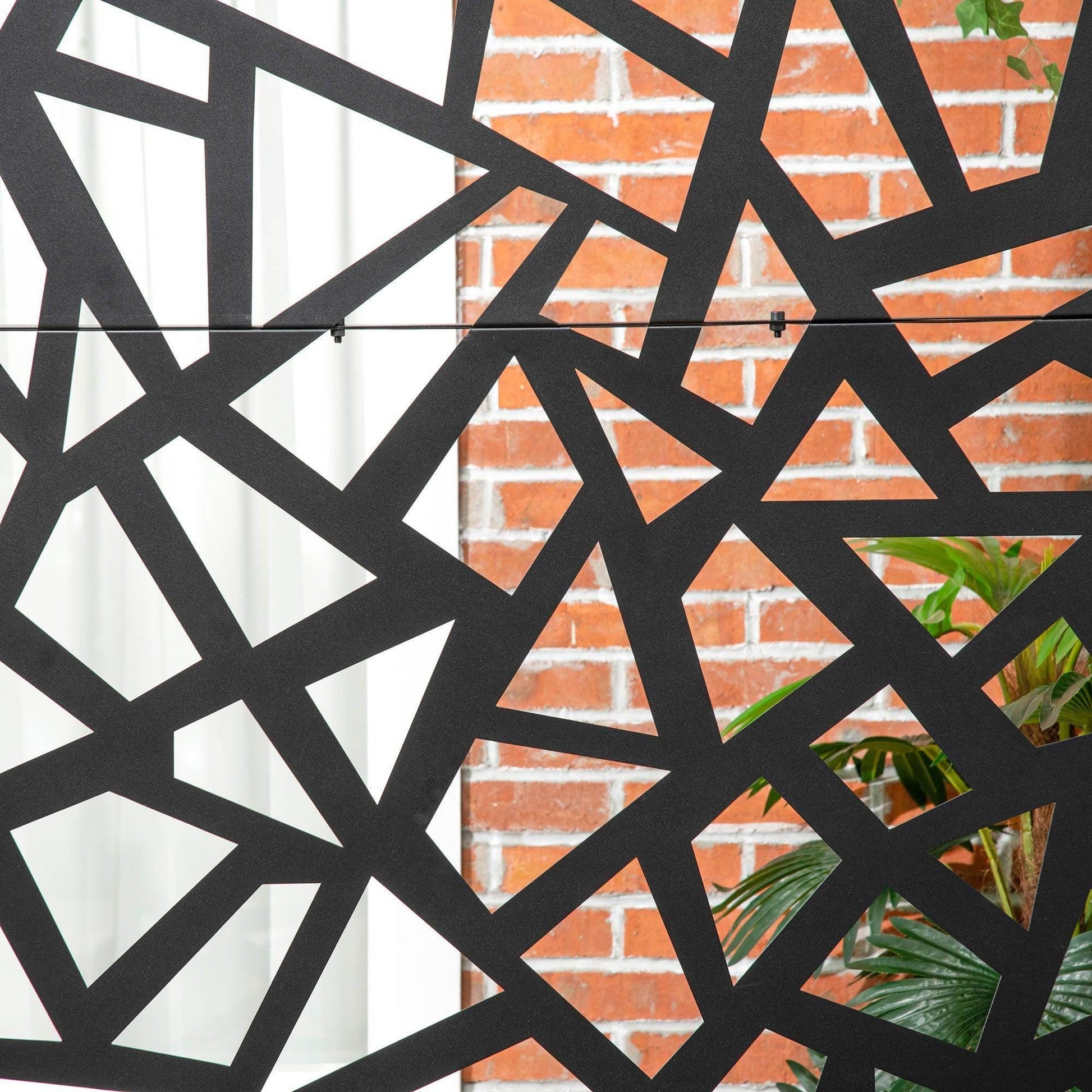 Outsunny Freestanding Garden Partition Screen Metal Decorative Outdoor Divider with Expansion Screws for Garden Patio Deck - ALL4U RETAILER LTD