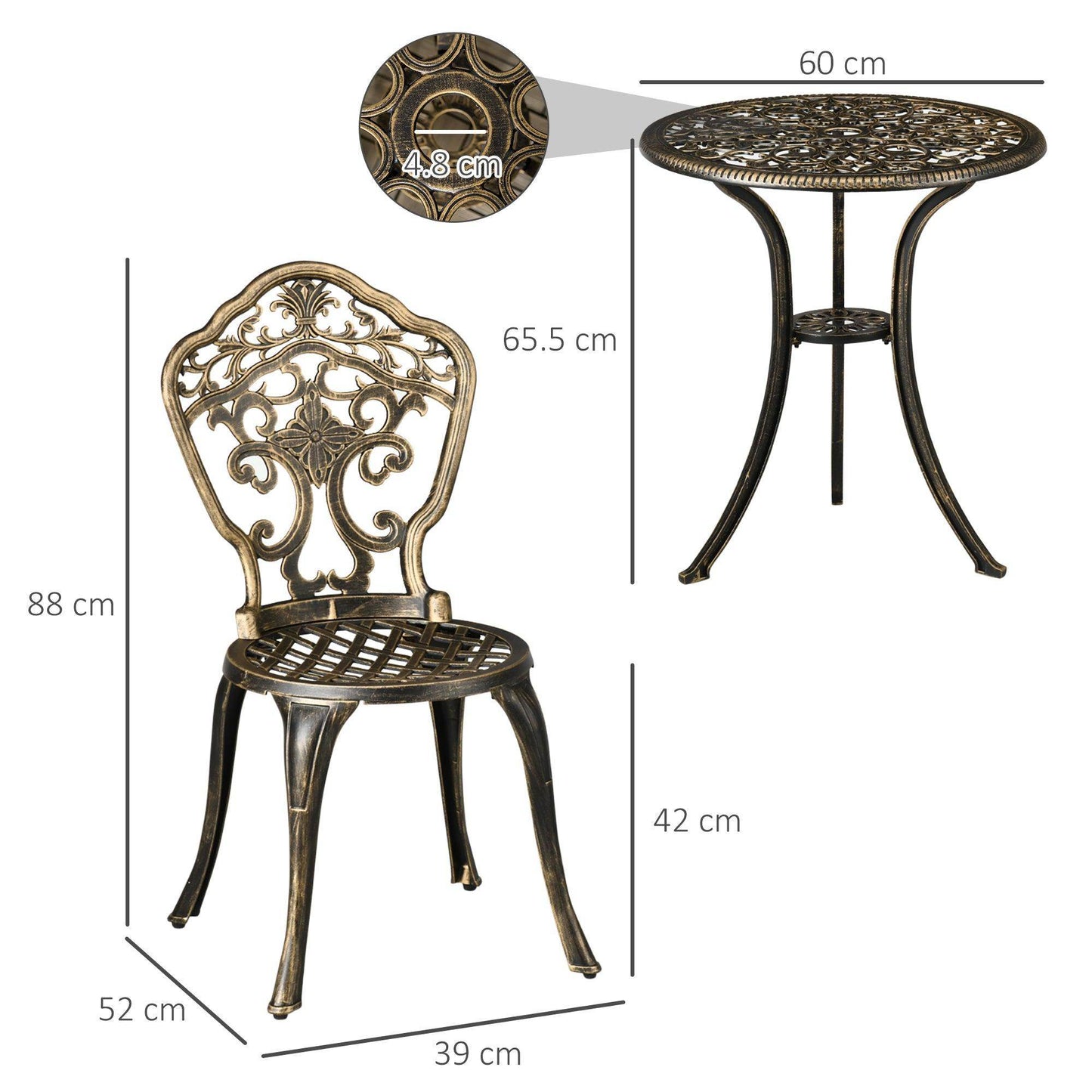 Outsunny Garden Bistro Set for 2 with Umbrella Hole - ALL4U RETAILER LTD