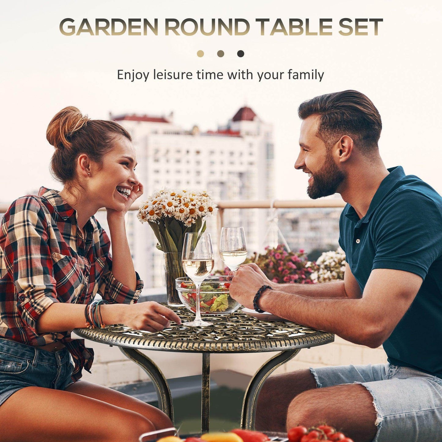 Outsunny Garden Bistro Set for 2 with Umbrella Hole - ALL4U RETAILER LTD